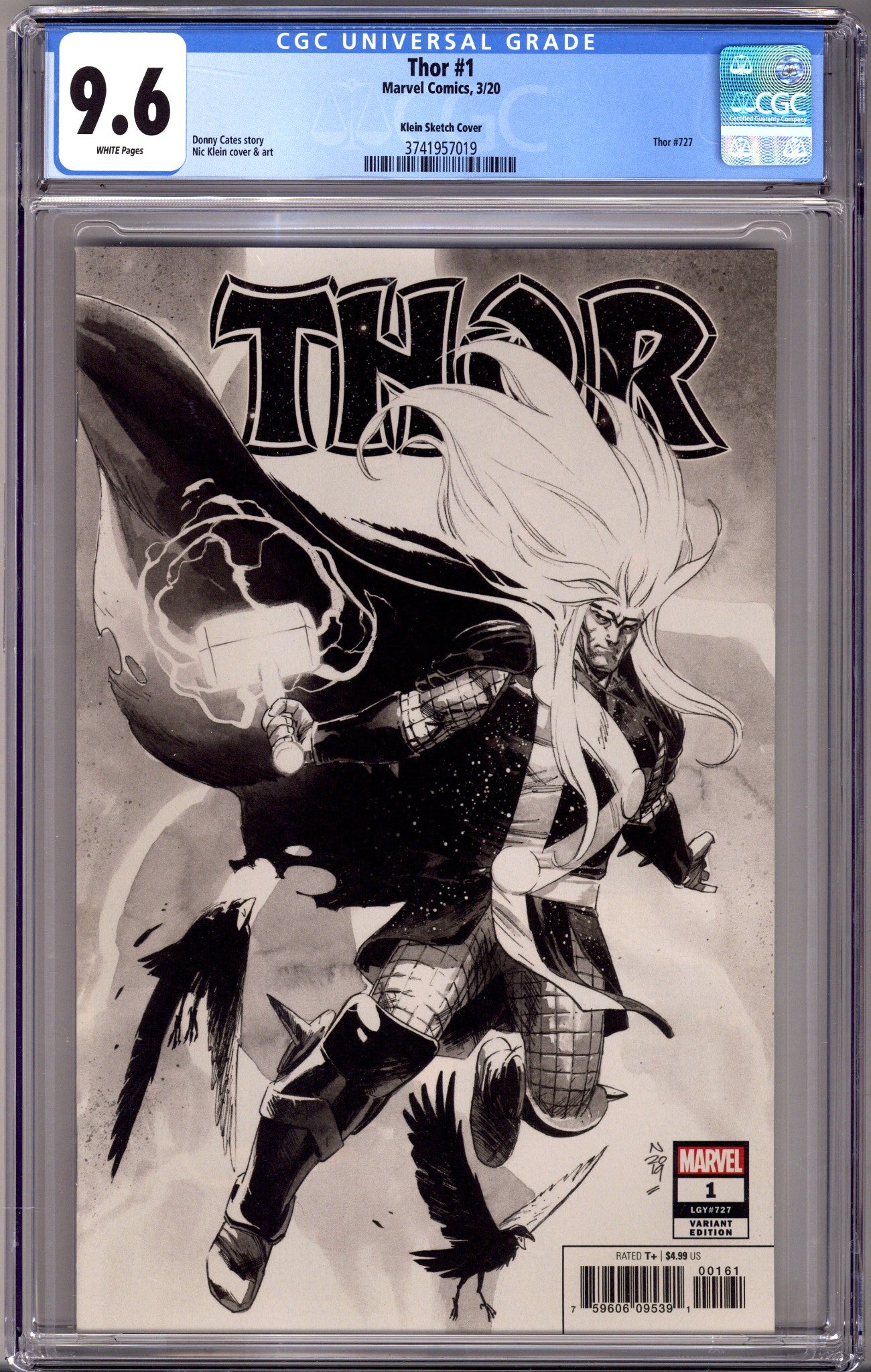 Thor Vol 6 1 (727) CGC 9.6 (NM+) (2020) Klein B&W Variant 