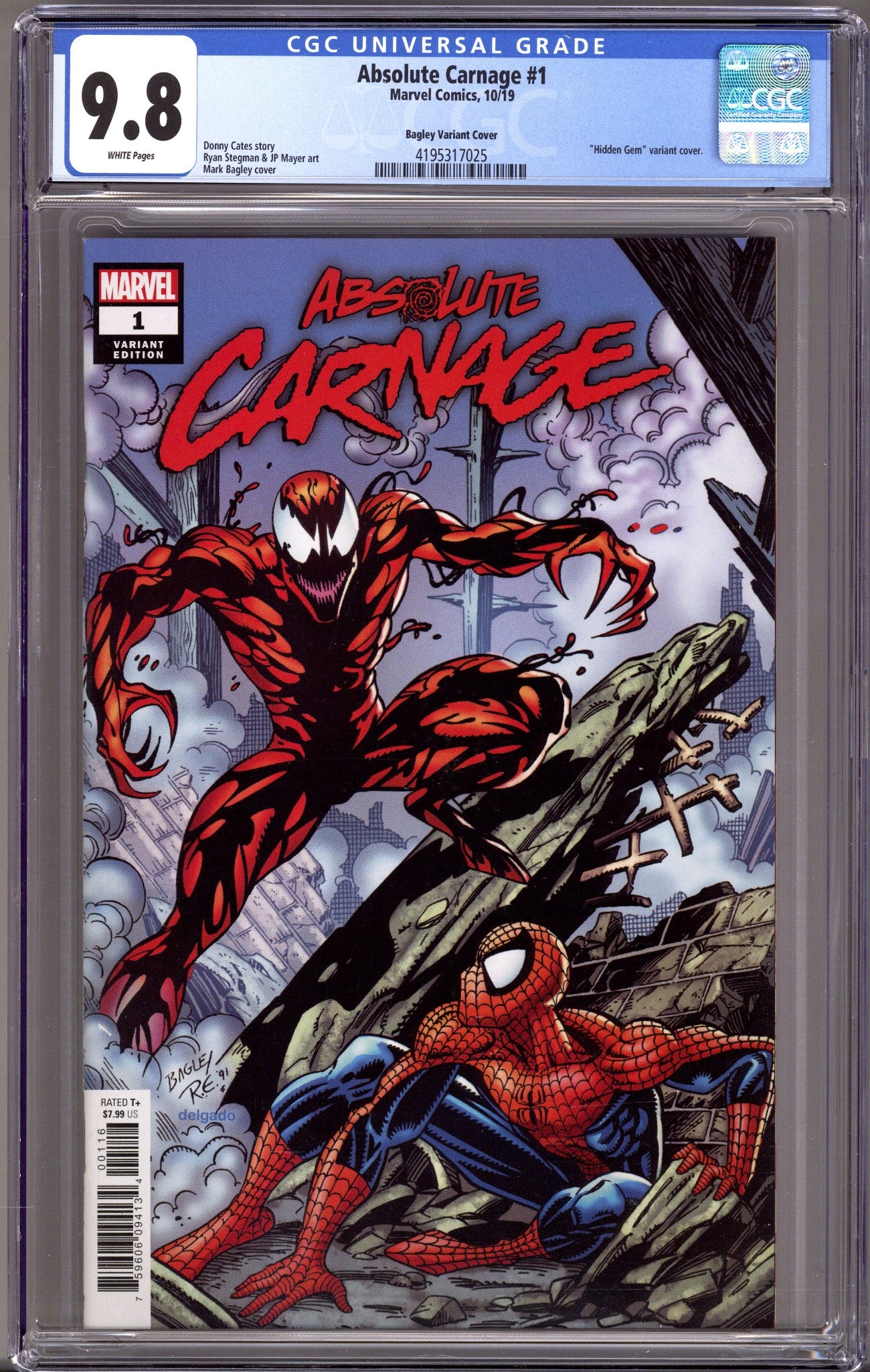 Absolute Carnage 1 CGC 9.8 (NM/M) (2019) Bagley Variant 