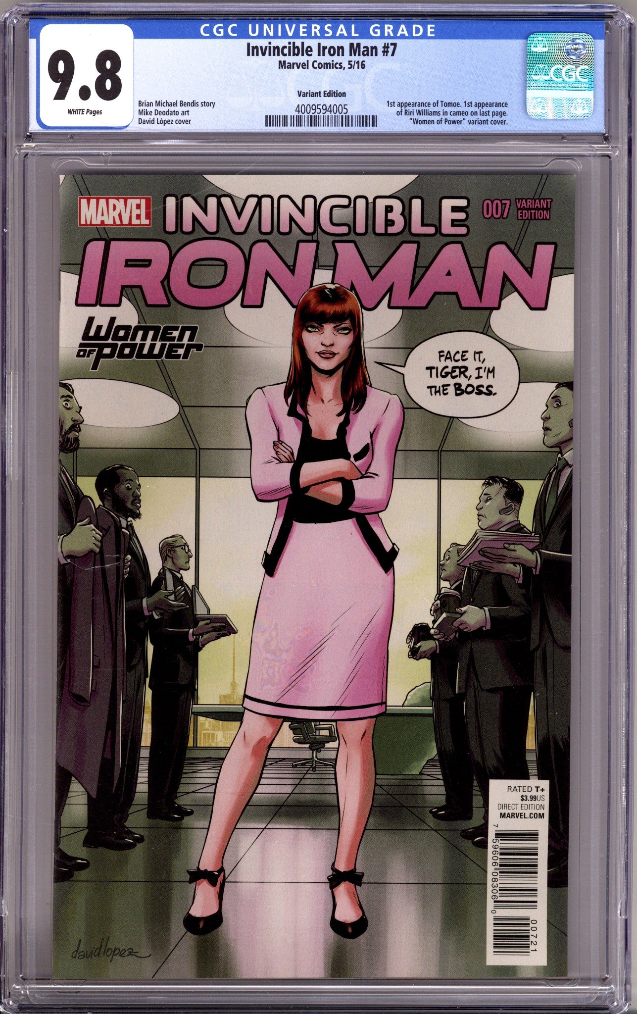 Invincible Iron Man Vol 2 7 CGC 9.8 (NM/M) (2016) Lopez Variant 