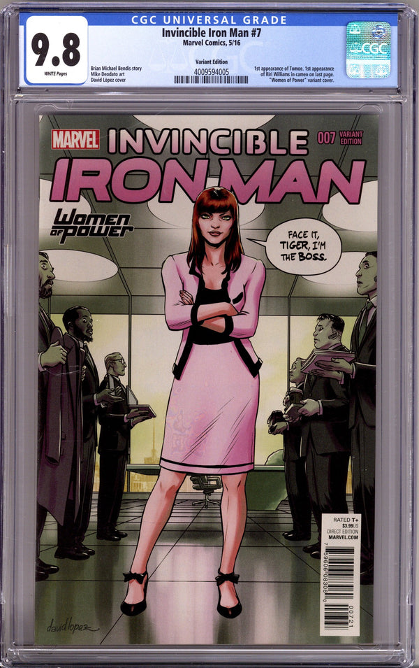 Invincible Iron Man Vol 2 7 CGC 9.8 (NM/M) (2016) Lopez Variant