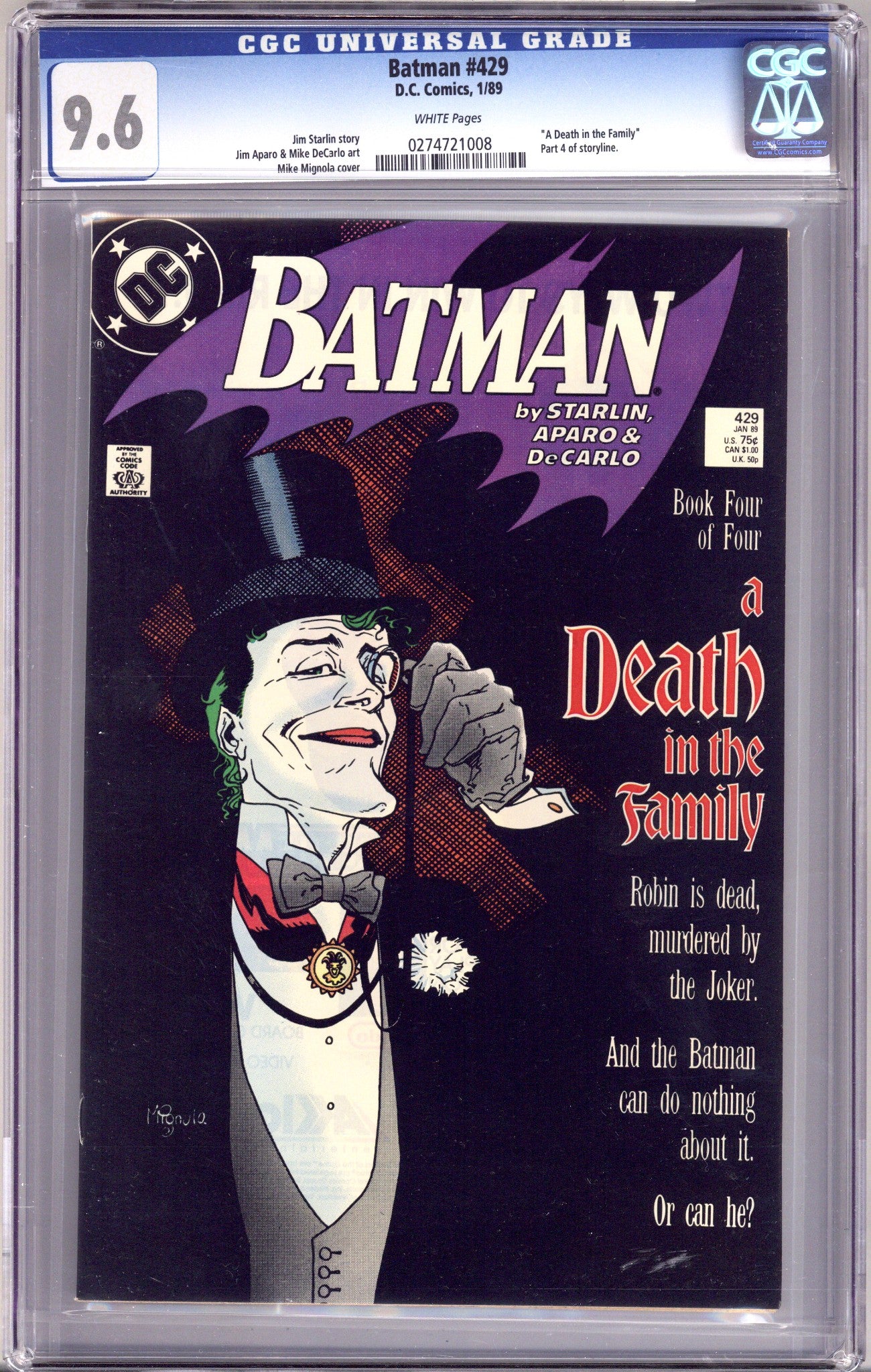 Batman Vol 1 429 CGC 9.6 (NM+) (1989) 