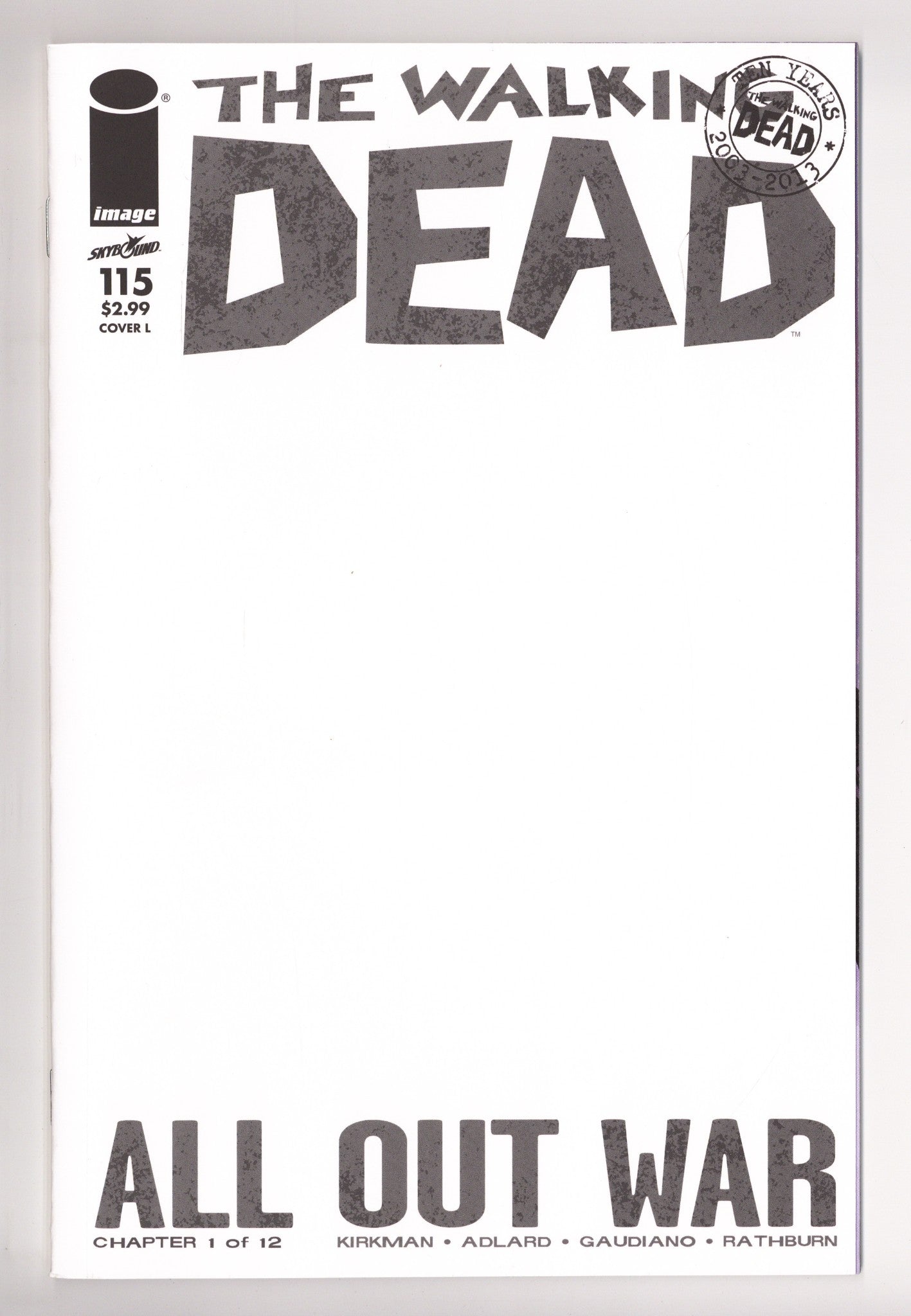 The Walking Dead 115 High Grade (2013) Blank Variant 
