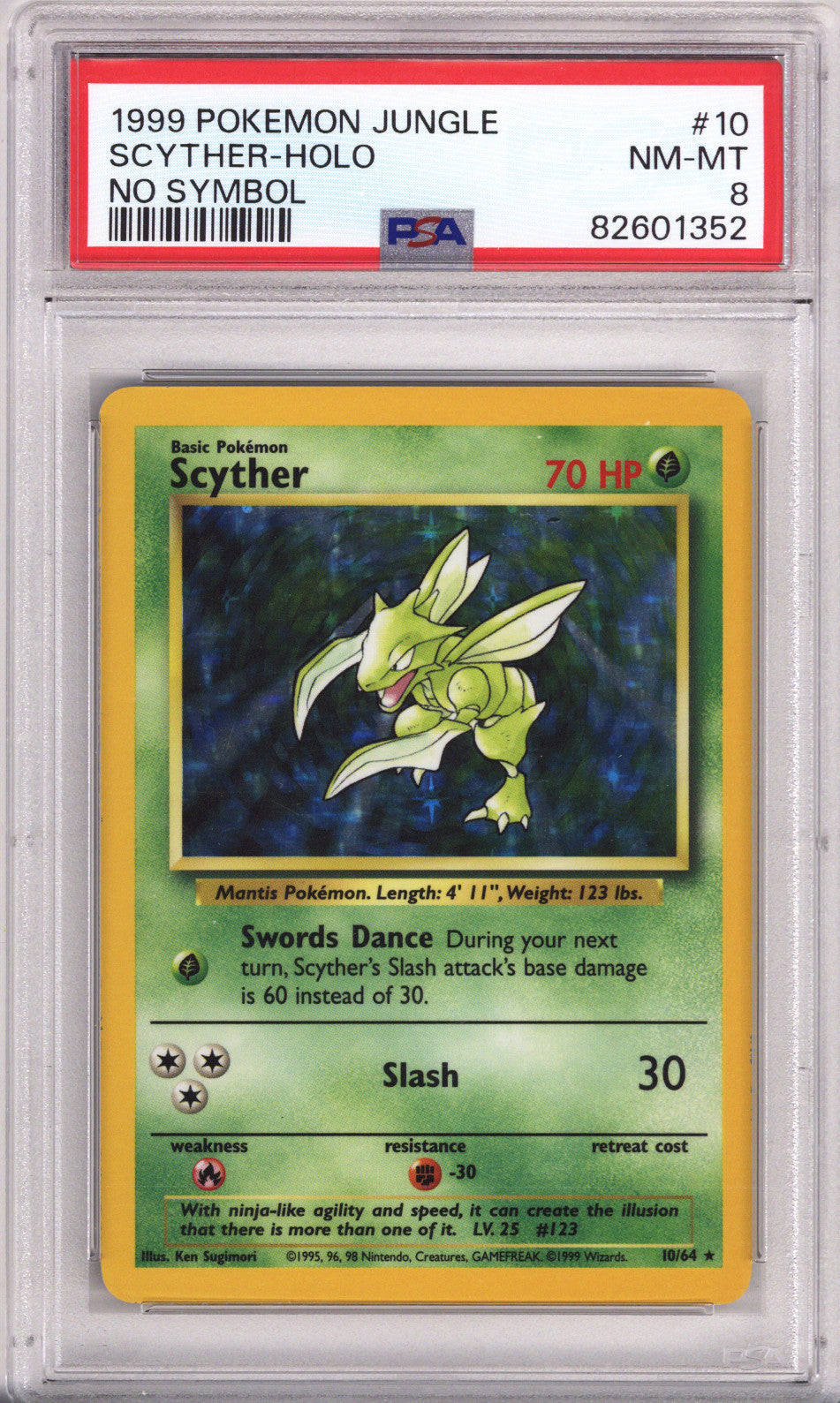 Pokemon Jungle Scyther Holo No Symbol PSA Near Mint - Mint 8 (1999)