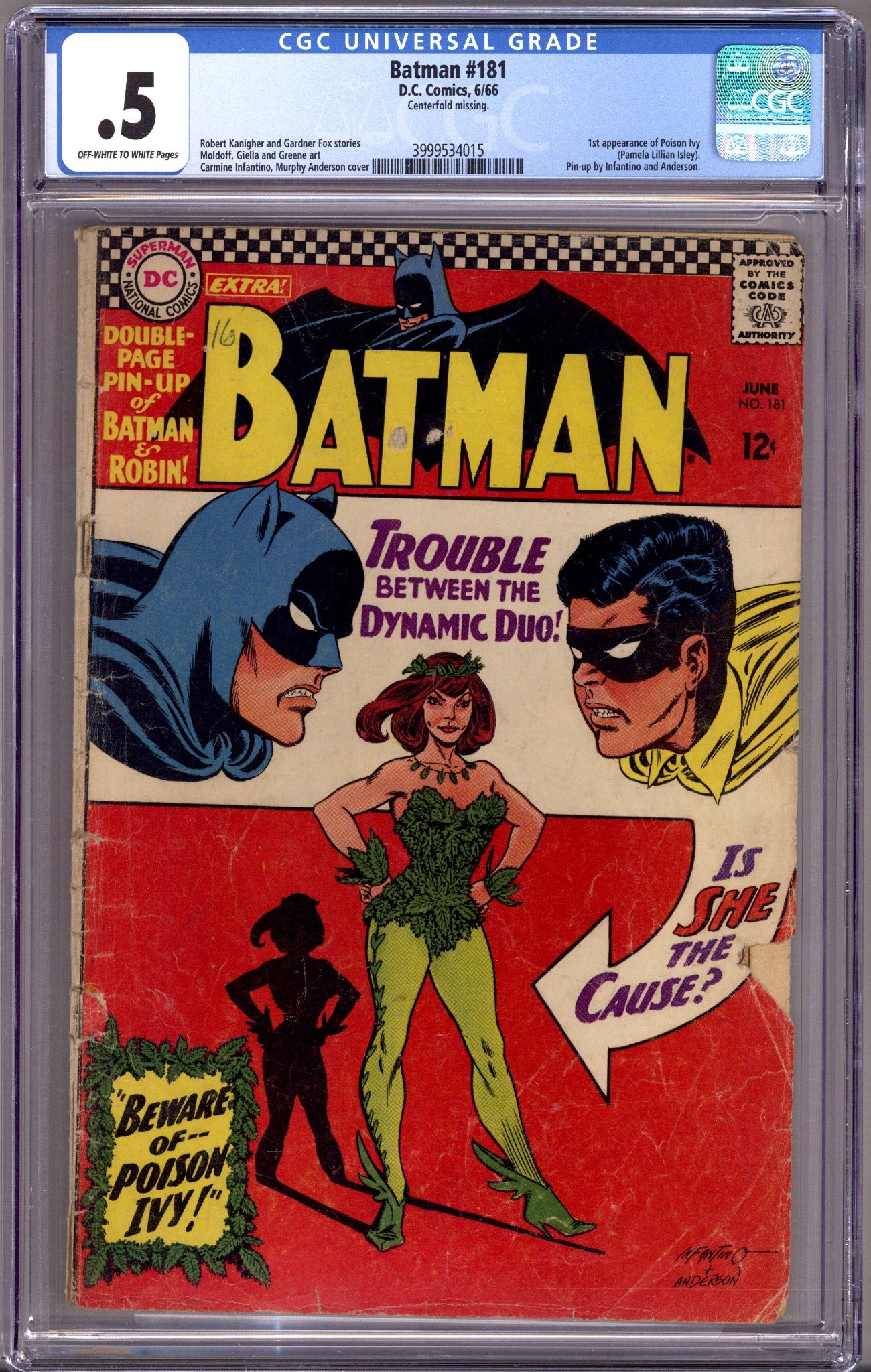 Batman Vol 1 181 CGC 0.5 (PR) Centerfold Missing (1966) 