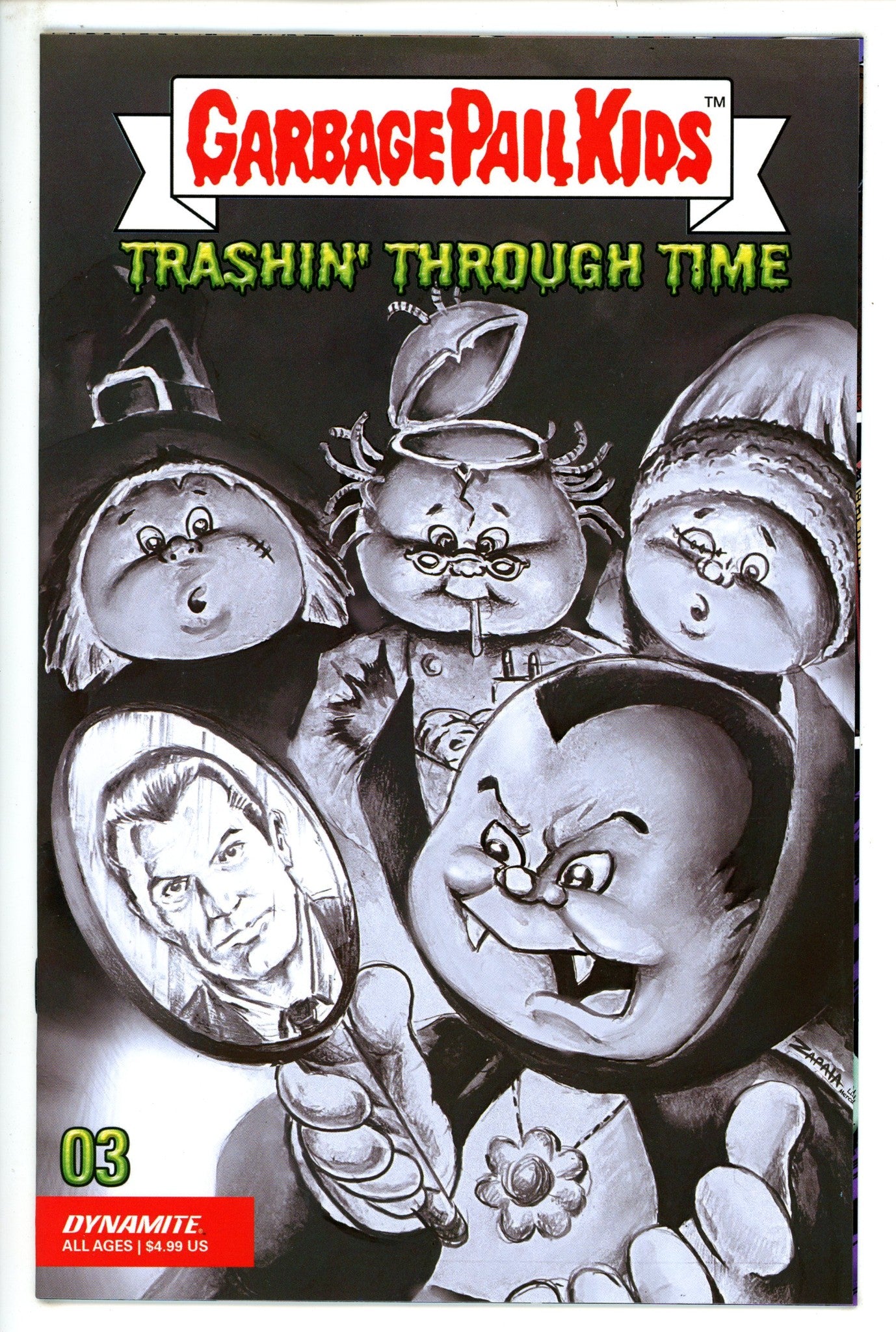 Garbage Pail Kids: Trashin' Through Time 3 NM+ (9.6) (2023) Zapata B&W Incentive Variant 