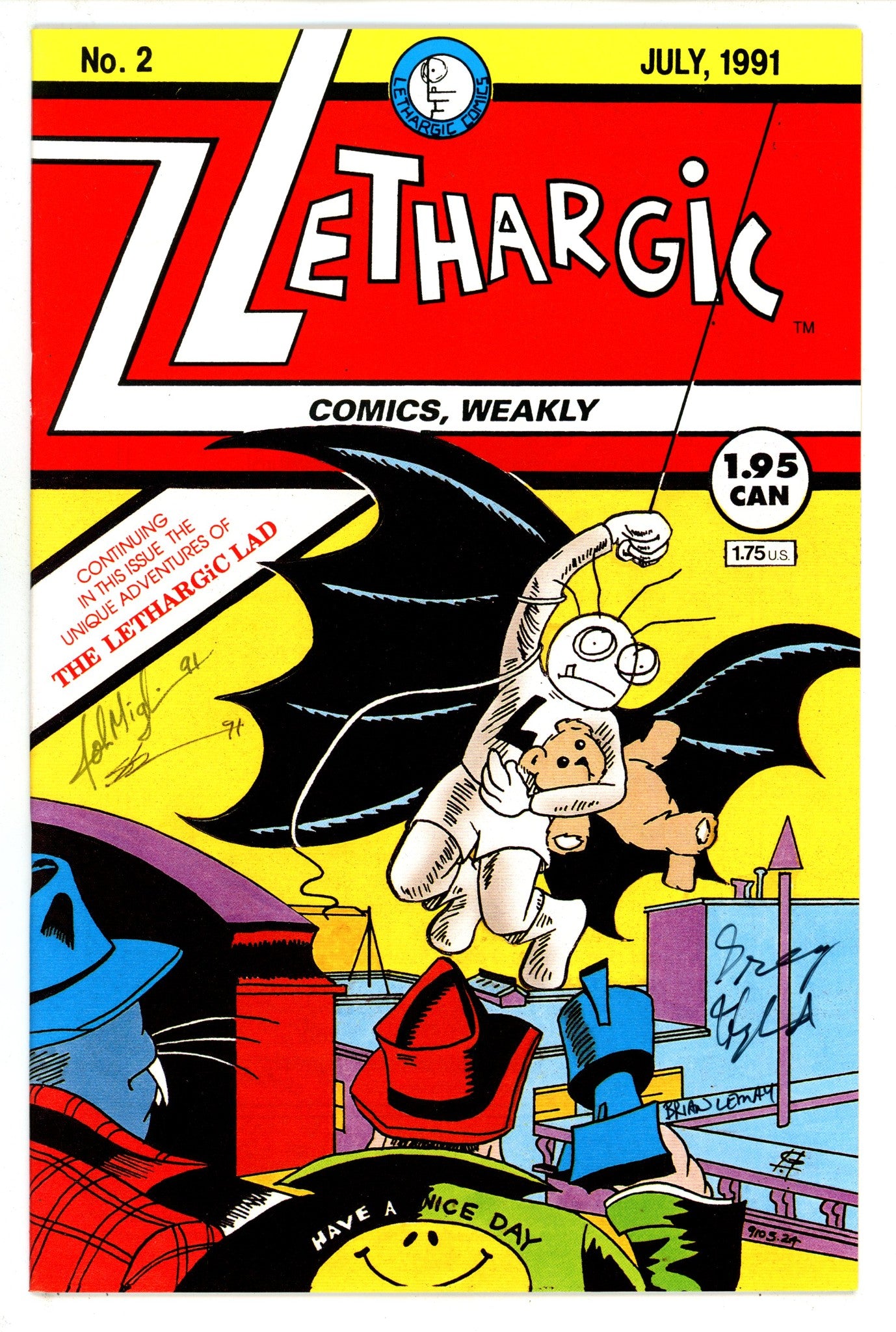 Lethargic Comics, Weakly 2 NM- (9.2) (1991) Signed x4 Cover 
