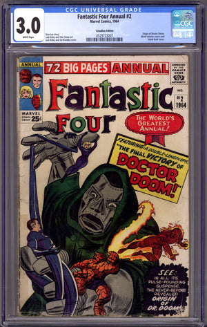 Fantastic Four Annual Vol 1 2 CGC 3.0 (GD/VG) (1964) Canadian Edition
