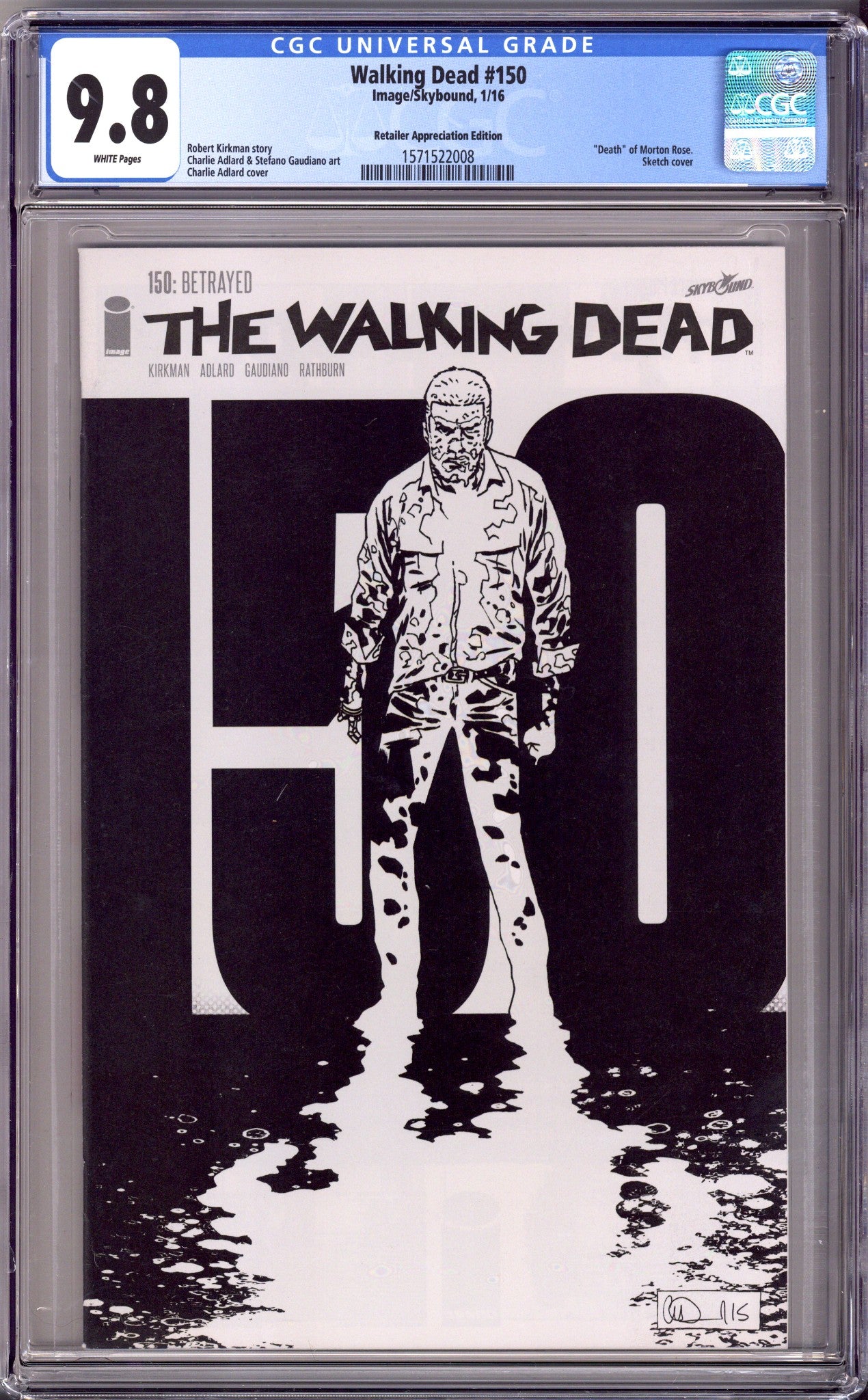 The Walking Dead 150 CGC 9.8 (NM/M) (2016) Adlard B&W Variant 