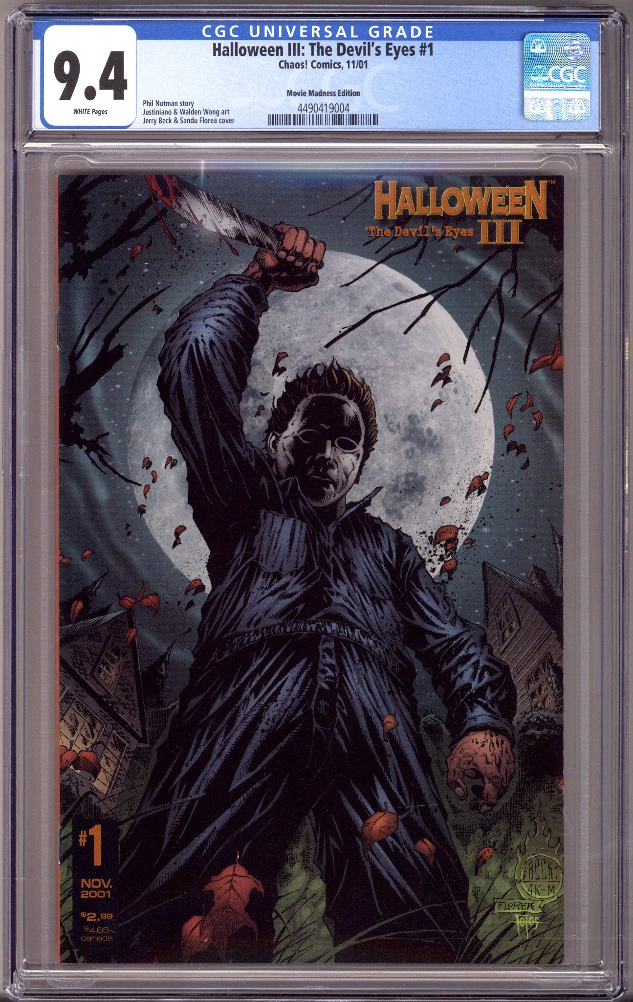 Halloween III: The Devil's Eyes 1 CGC 9.4 (NM) (2001) Florea Movie Madness Variant 