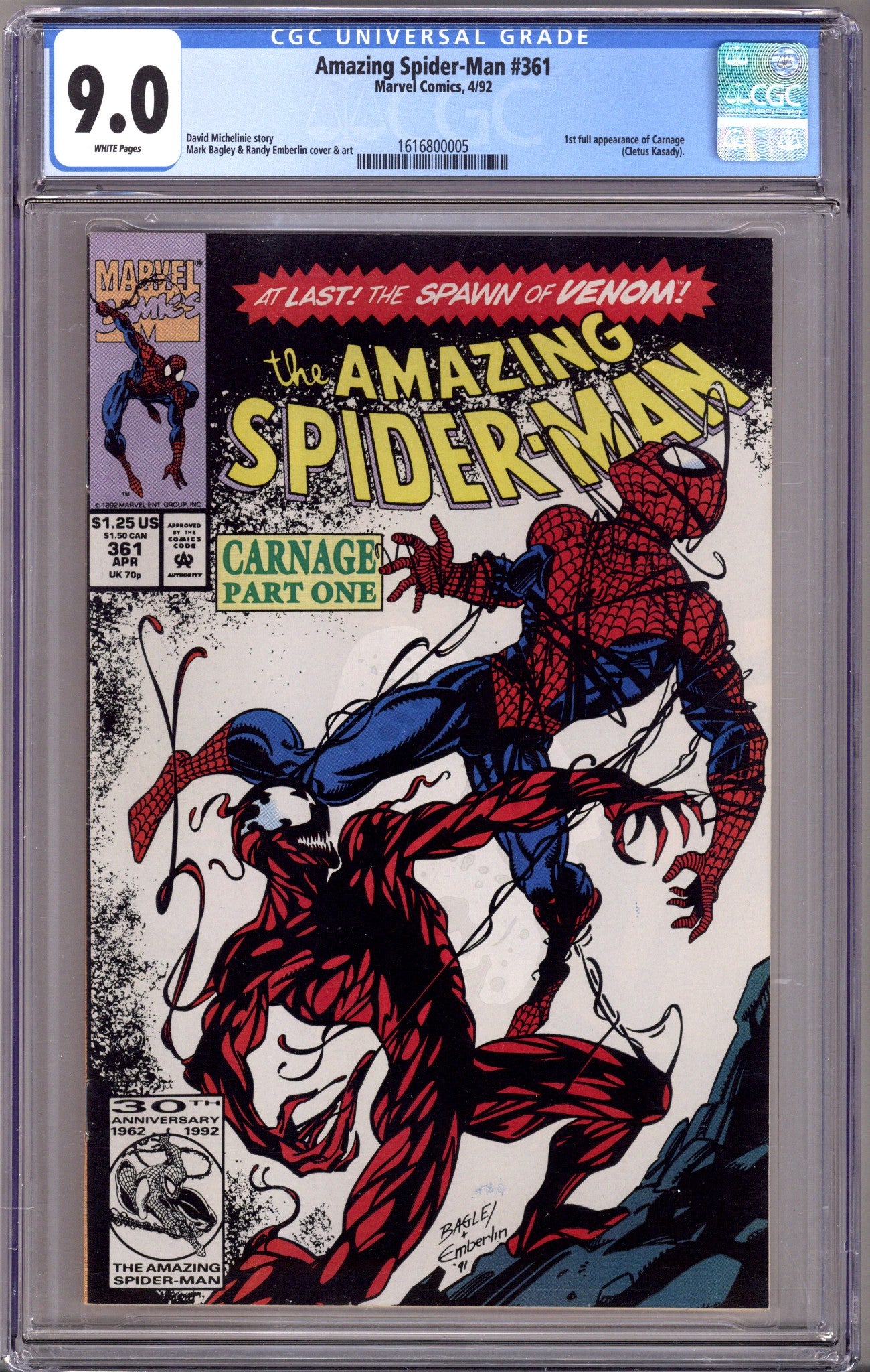 The Amazing Spider-Man Vol 1 361 CGC 9.0 (VF/NM) (1992) 