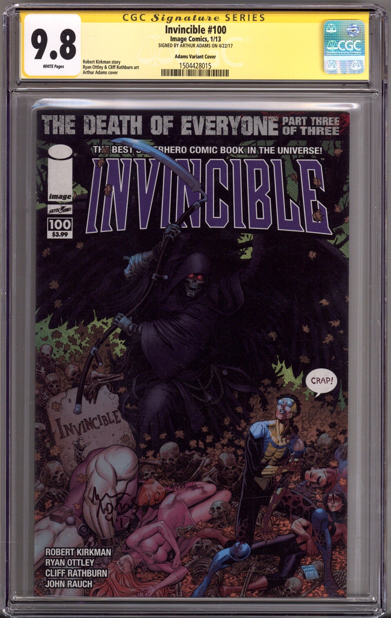 Invincible   100 CGC 9.8 (NM/M)   (2013) Adams     Variant  Signed x1 Cover Art Adams 