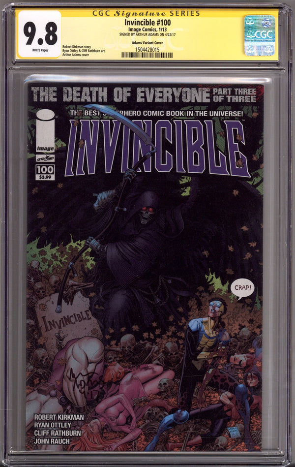 Invincible 100 CGC 9.8 (NM/M) (2013) Adams Variant Signed x1 Cover Art Adams