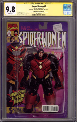 Spider-Woman Vol 6 7 CGC 9.8 (NM/M)   (2016) Christopher Action Figure   Variant  Signed x1 Cover John Tyler Christopher