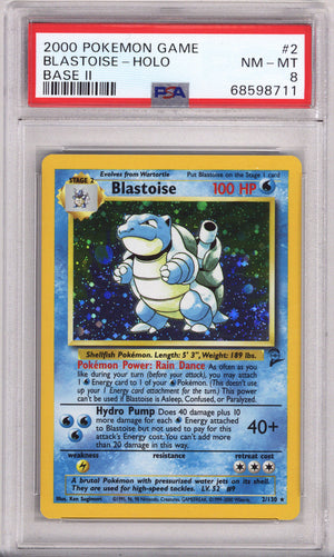 Pokemon Base Set 2 Blastoise PSA Near Mint - Mint 8 (2000)