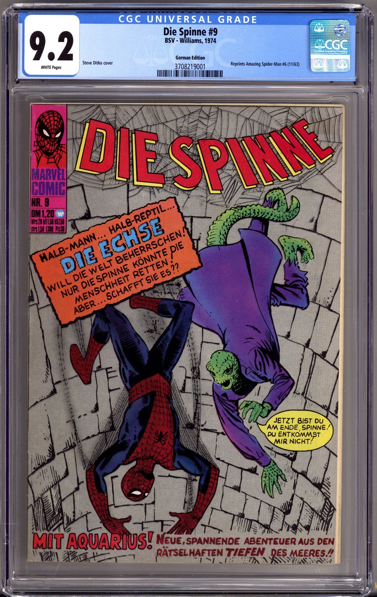 Die Spinne   9 CGC 9.2 (NM-) German Amazing Spider-Man #6 Reprint  (1974)        