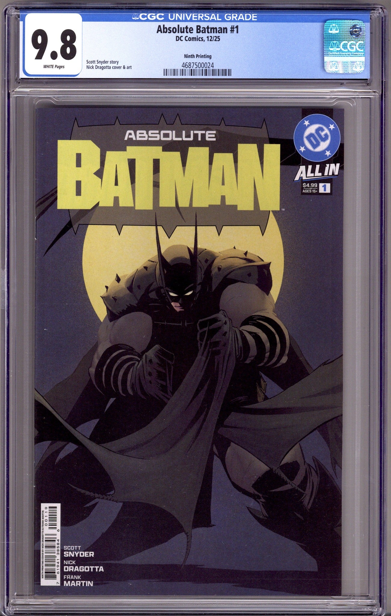 Absolute Batman 1 CGC 9.8 (NM/M) 9th Print (2025) 