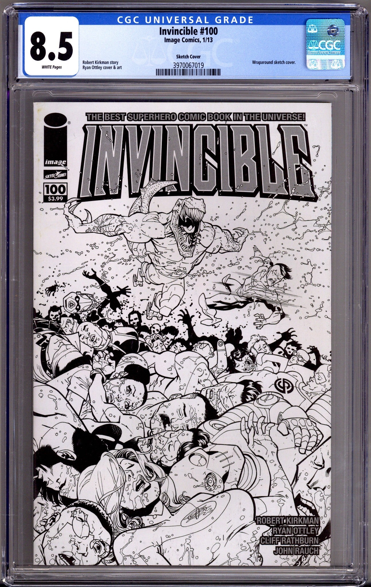 Invincible   100 CGC 8.5 (VF+)   (2013) Ottley Sketch Wraparound Incentive Variant  