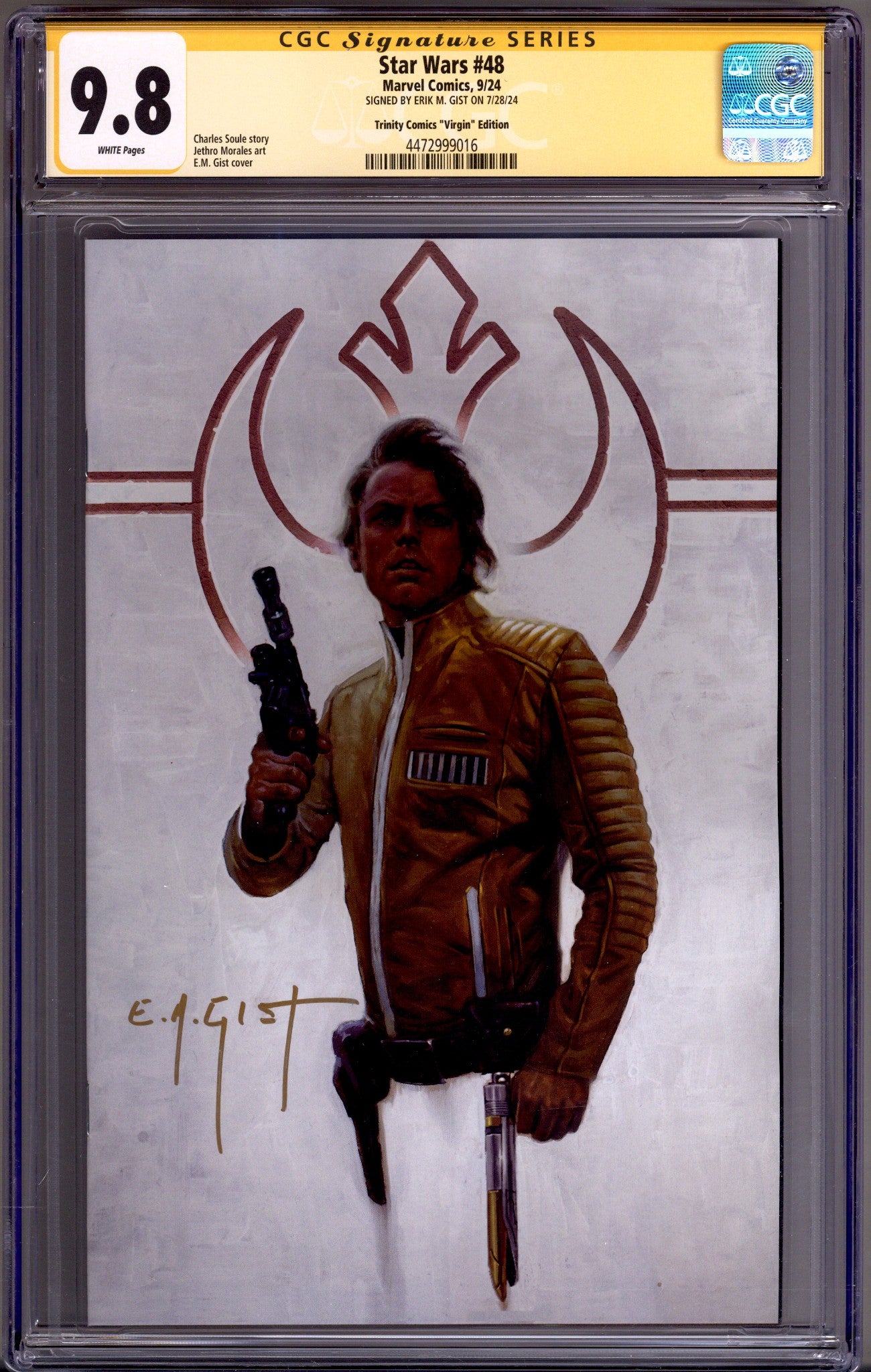 Star Wars Vol 3 48 CGC 9.8 (NM/M)   (2024) Gist Virgin   Exclusive Variant  Signed x1 Cover E.M. Gist 