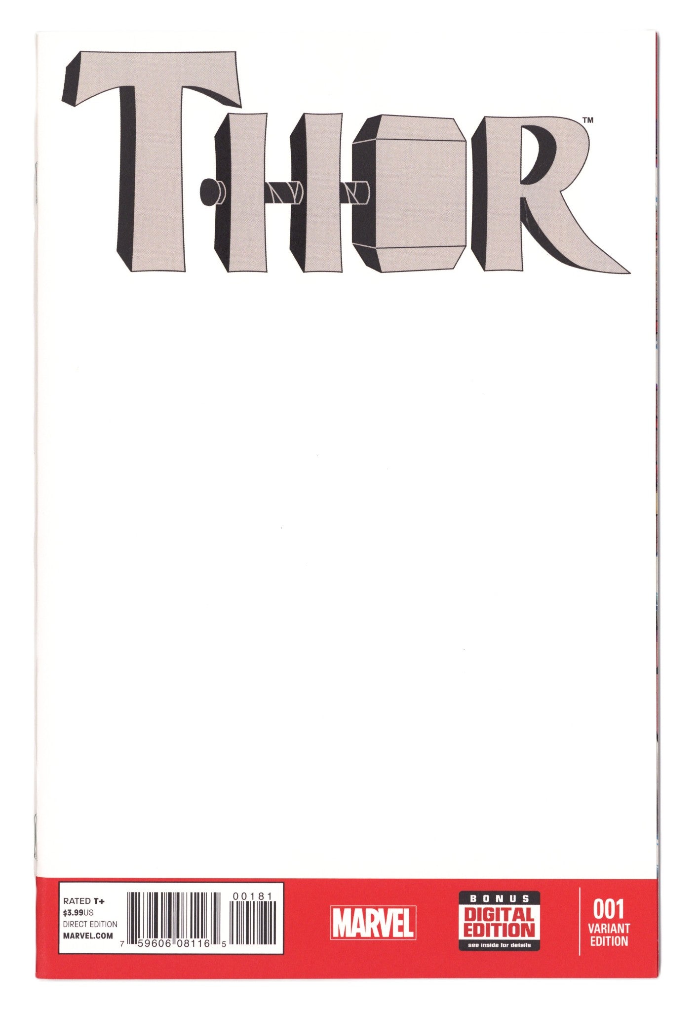 Thor Vol 4 1 VF/NM (9.0) (2014) Blank Variant 