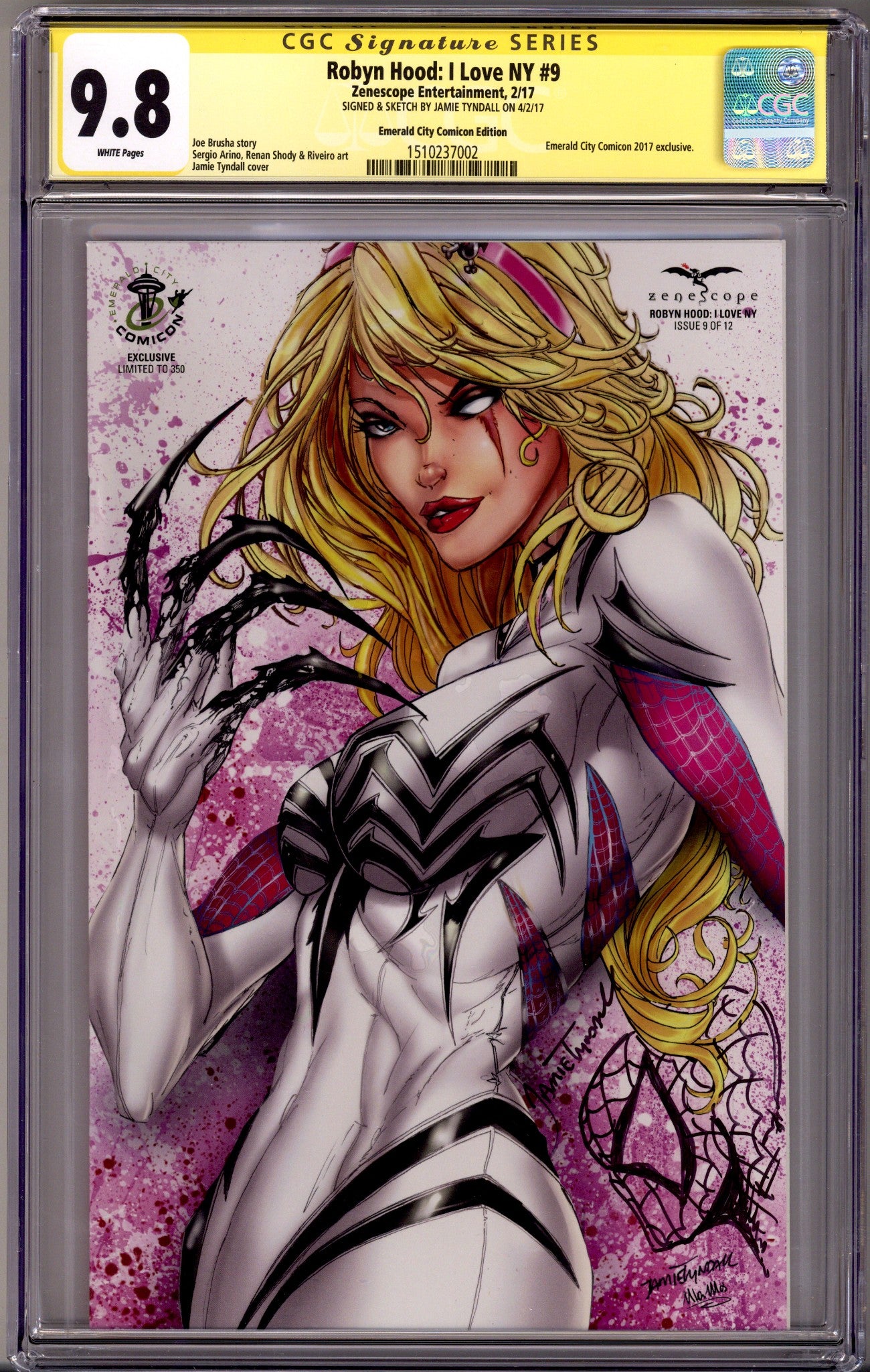 Robyn Hood: I Love NY 9 Tyndall Convention CGC 9.8 Signed / Remarked Jamie Tyndall (2017)