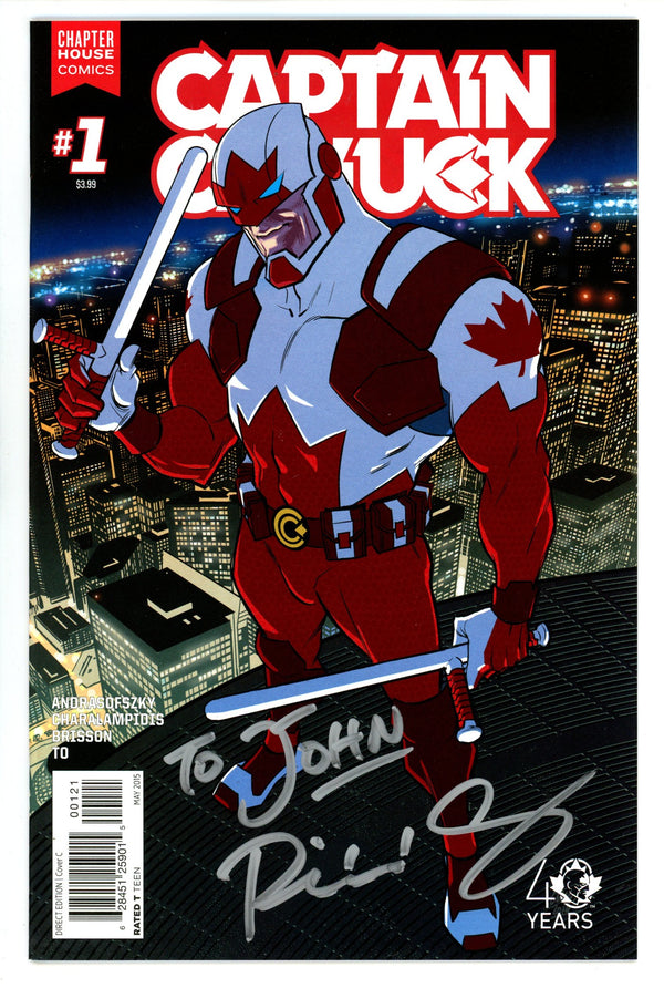 Captain Canuck Vol 1 1 VF/NM (9.0) (2015) Stewart Incentive Variant Signed x1 Cover Richard Comely