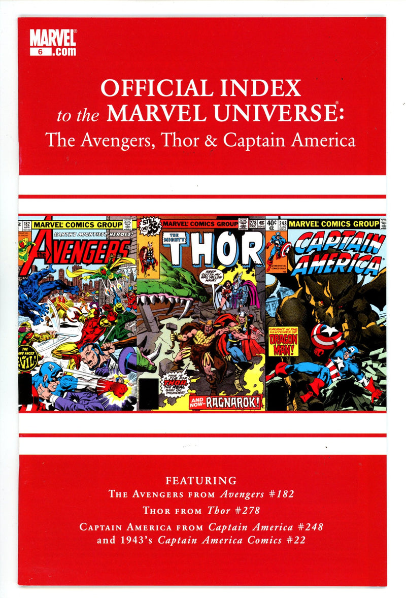Avengers, Thor & Captain America: Official Index to the Marvel Universe 6 High Grade (2010) 