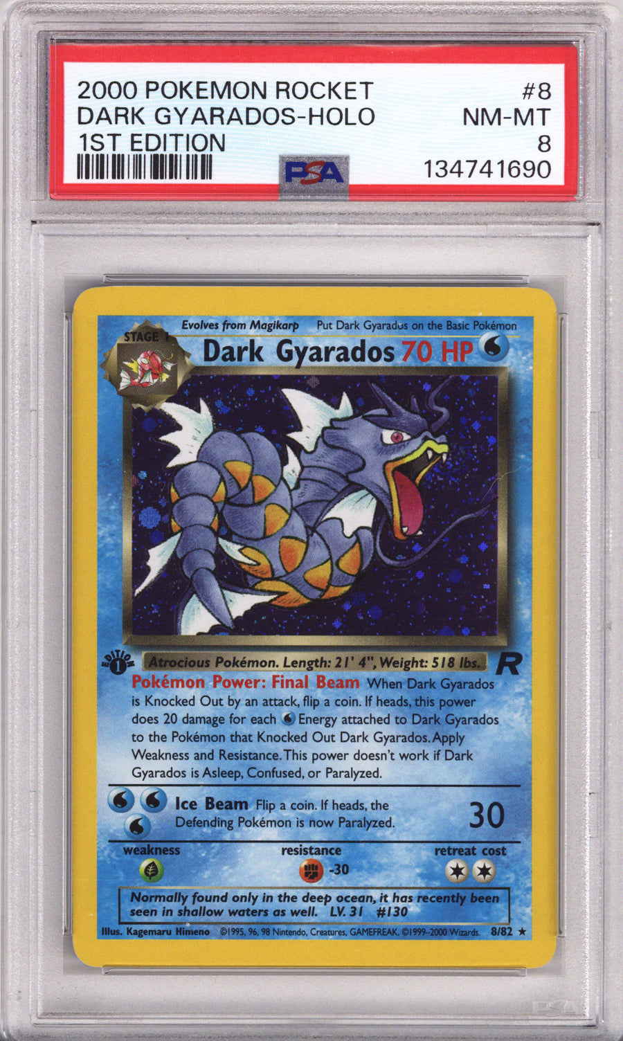 Pokemon Rocket Dark Gyarados-Holo 1St Edition PSA Near Mint-Mint 8 (2000)
