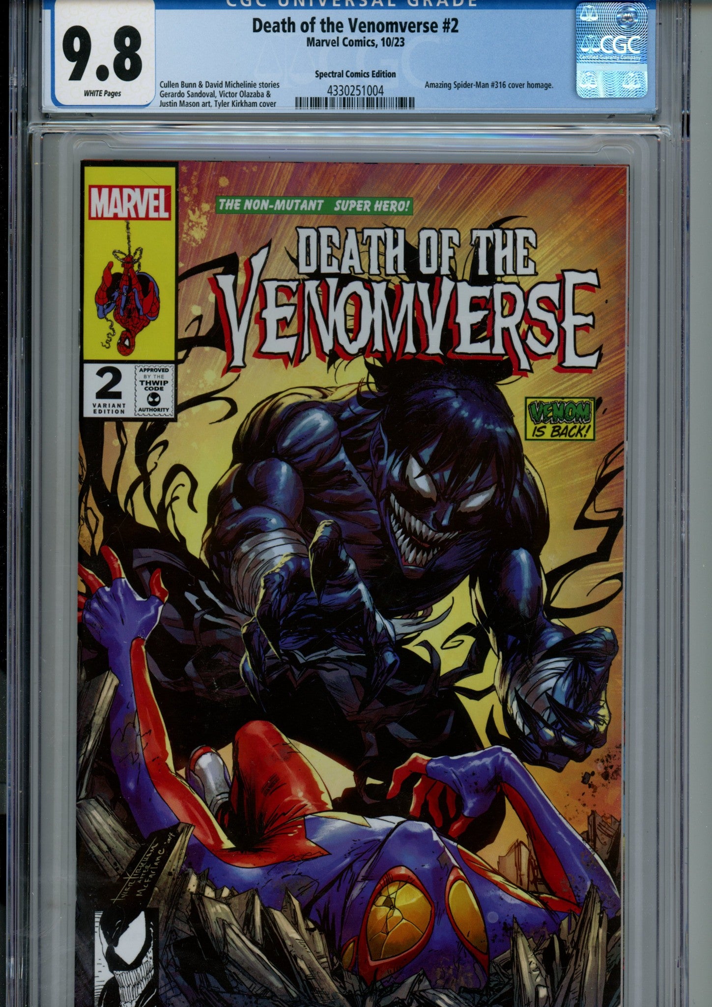 Death of the Venomverse 2 CGC 9.8 (NM/M) (2023) Kirkham Homage Variant 