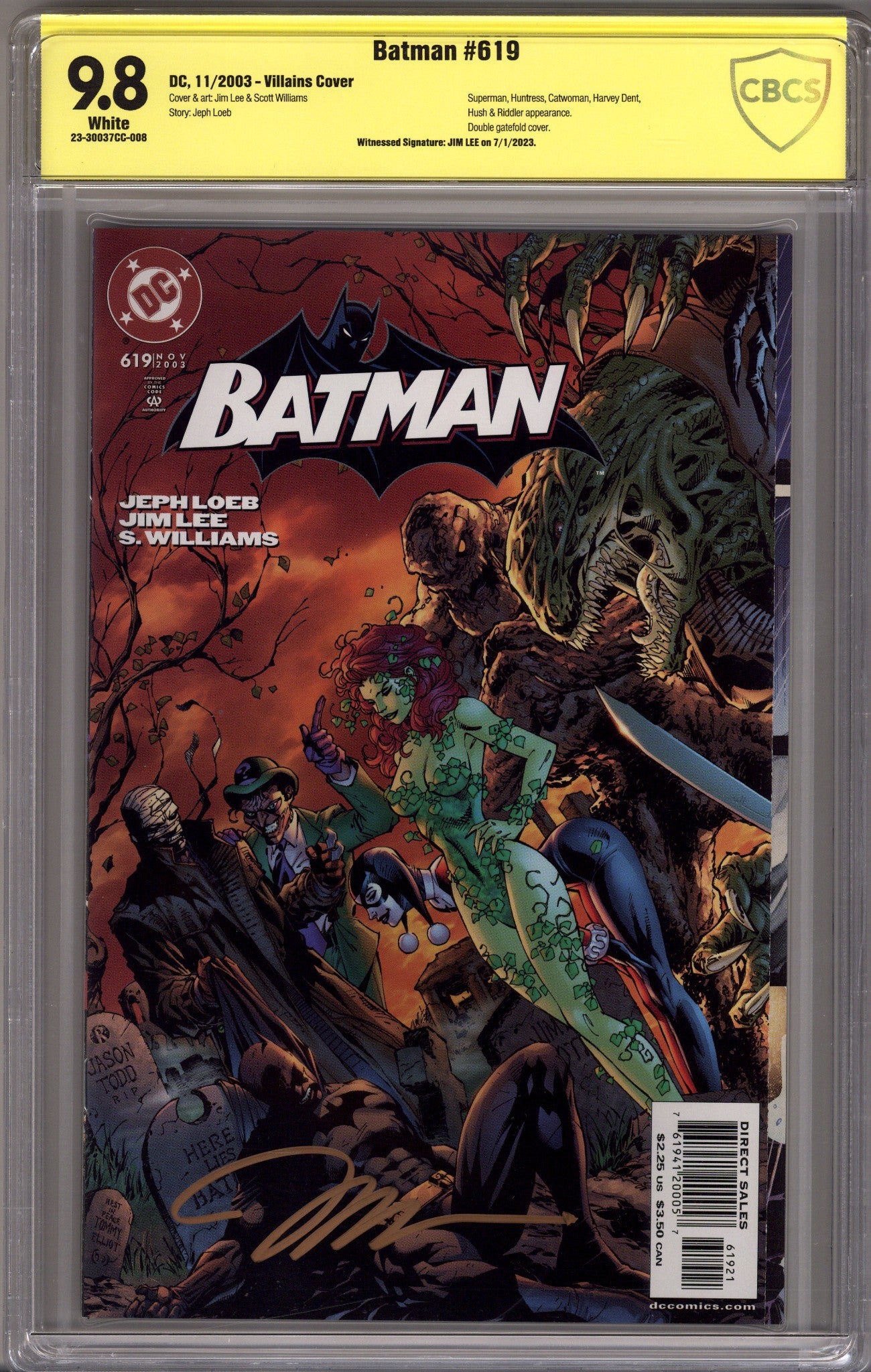 Batman Vol 1 619 CBCS 9.8 (NM/M) (2003) Lee Variant Signed x1 Cover Jim Lee 