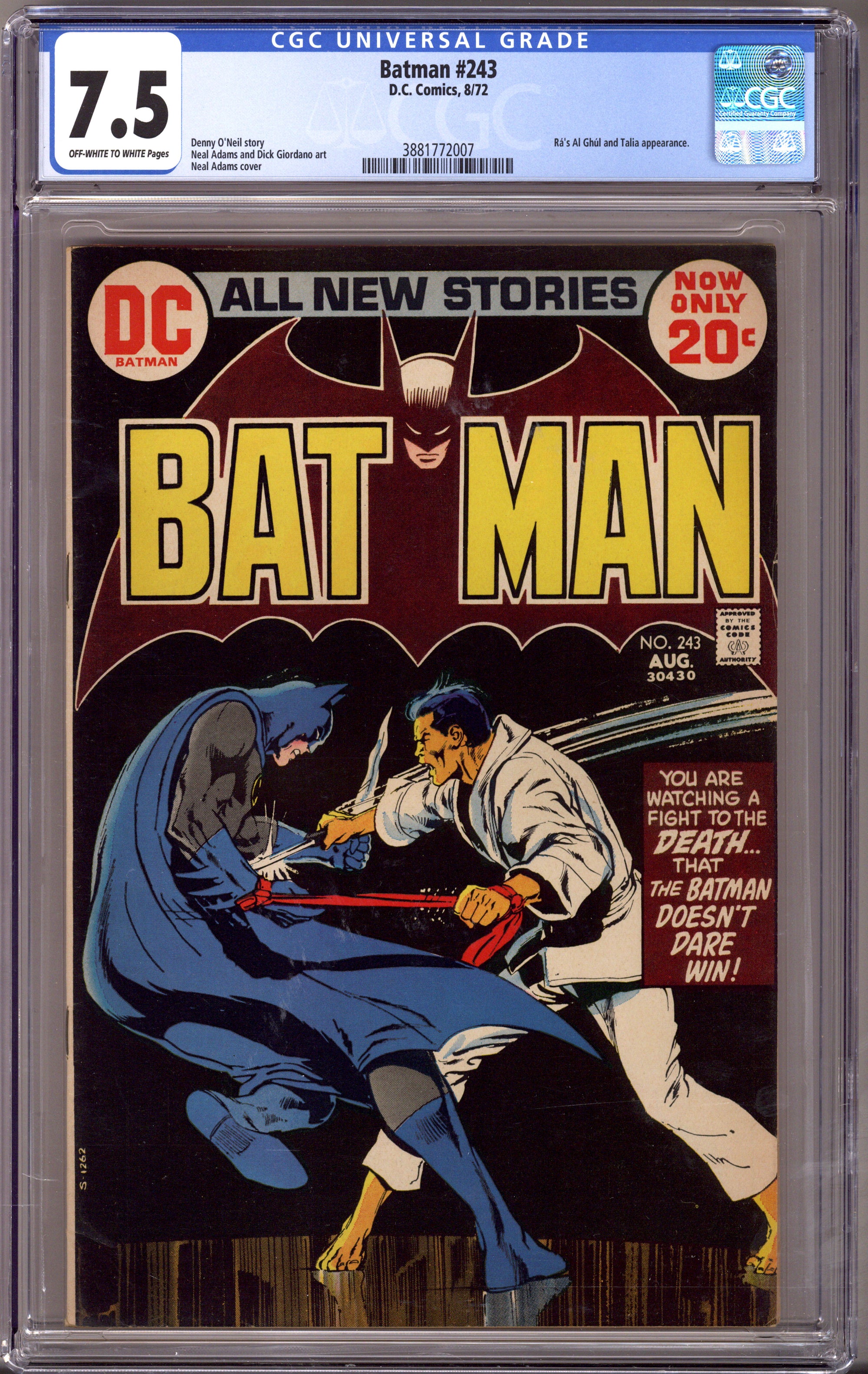 Batman Vol 1 243 CGC 7.5 (VF-) (1972) 