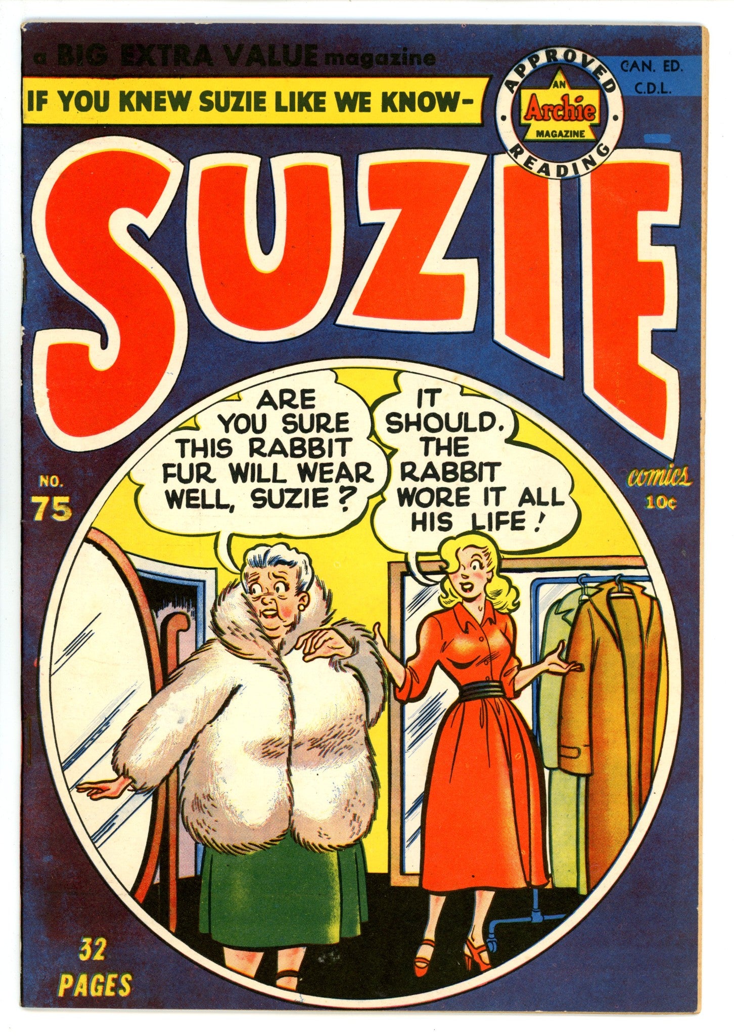 Suzie Comics 75 VF- (7.5) (1950) Canadian Edition 