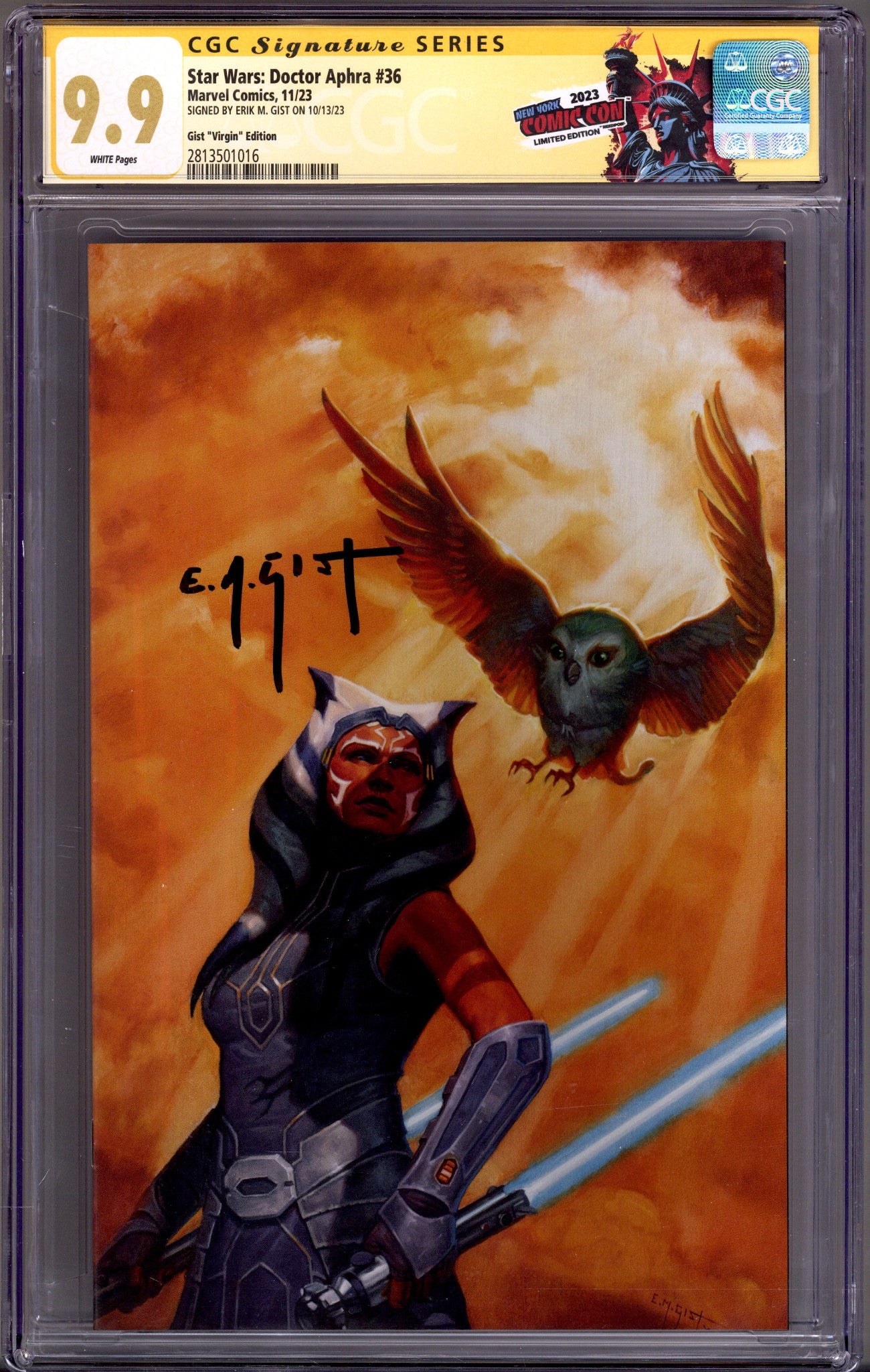 Star Wars: Doctor Aphra Vol 2 36 CGC 9.9 (MINT)   (2023) Gist Virgin   Incentive Variant  Signed x1 Cover E.M. Gist 