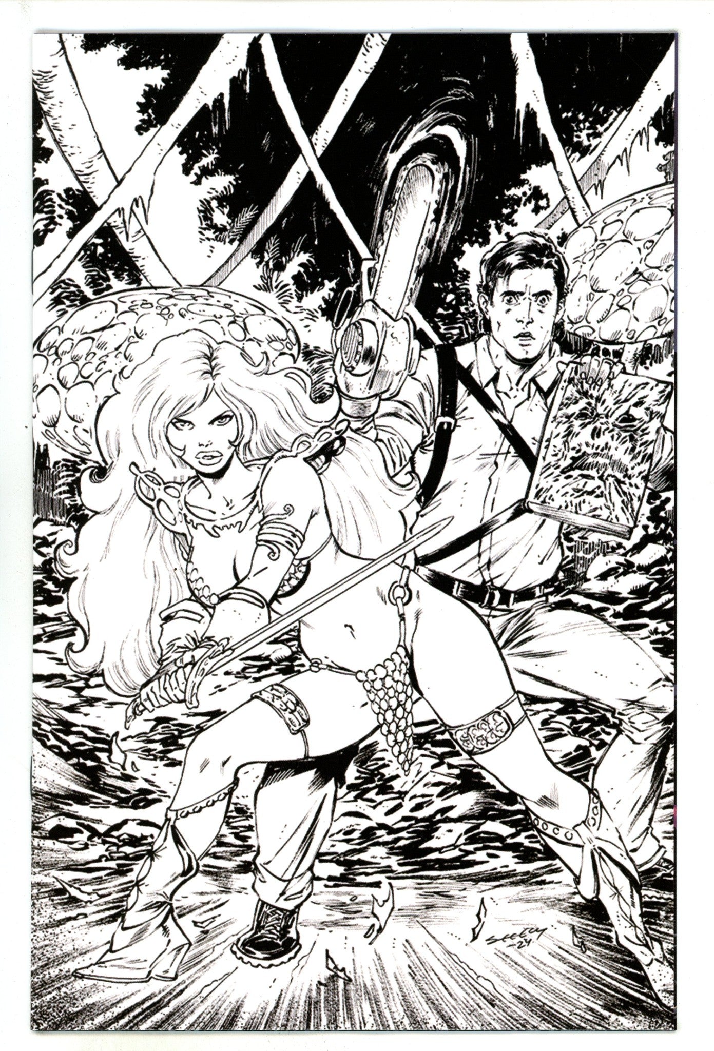 Red Sonja Vs Army Of Darkness 1 Seeley B&W Virgin Incentive Variant (1900)