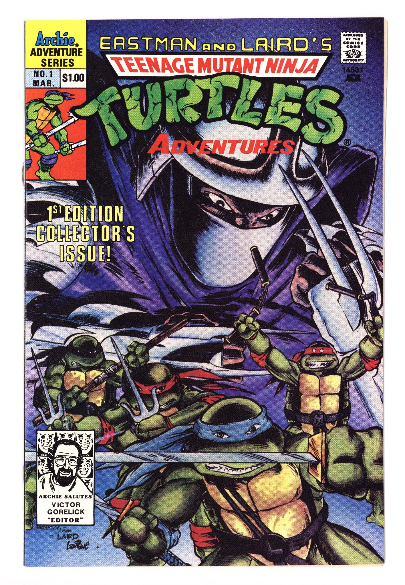 Teenage Mutant Ninja Turtles Adventures Vol 2 1  NM- (9.2)   (1989)     3rd Print  