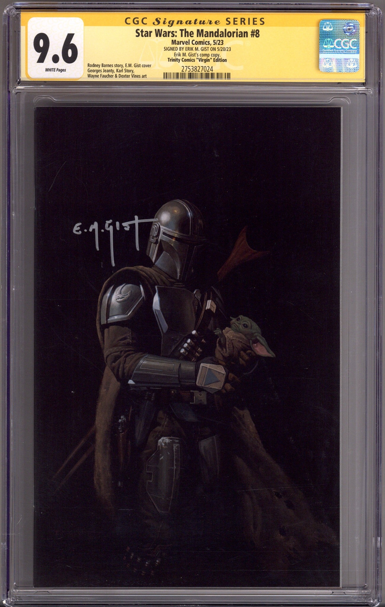 Star Wars: The Mandalorian   8 CGC 9.6 (NM+) Comp Copy  (2023) Gist Virgin   Exclusive Variant  Signed x1 Cover E.M. Gist 