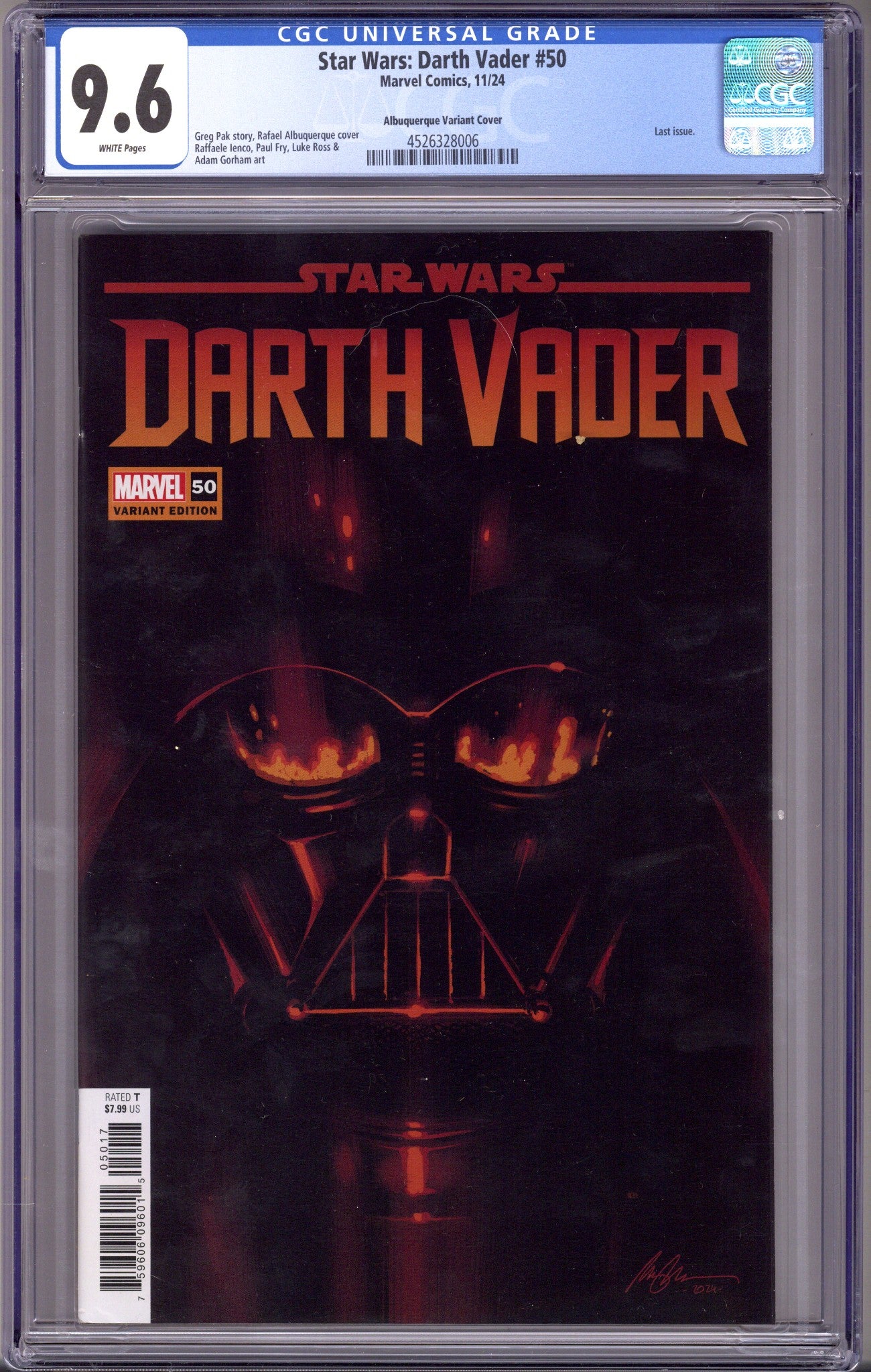 Star Wars: Darth Vader Vol 3 50 CGC 9.6 (NM+) (2024) Albuquerque Incentive Variant 