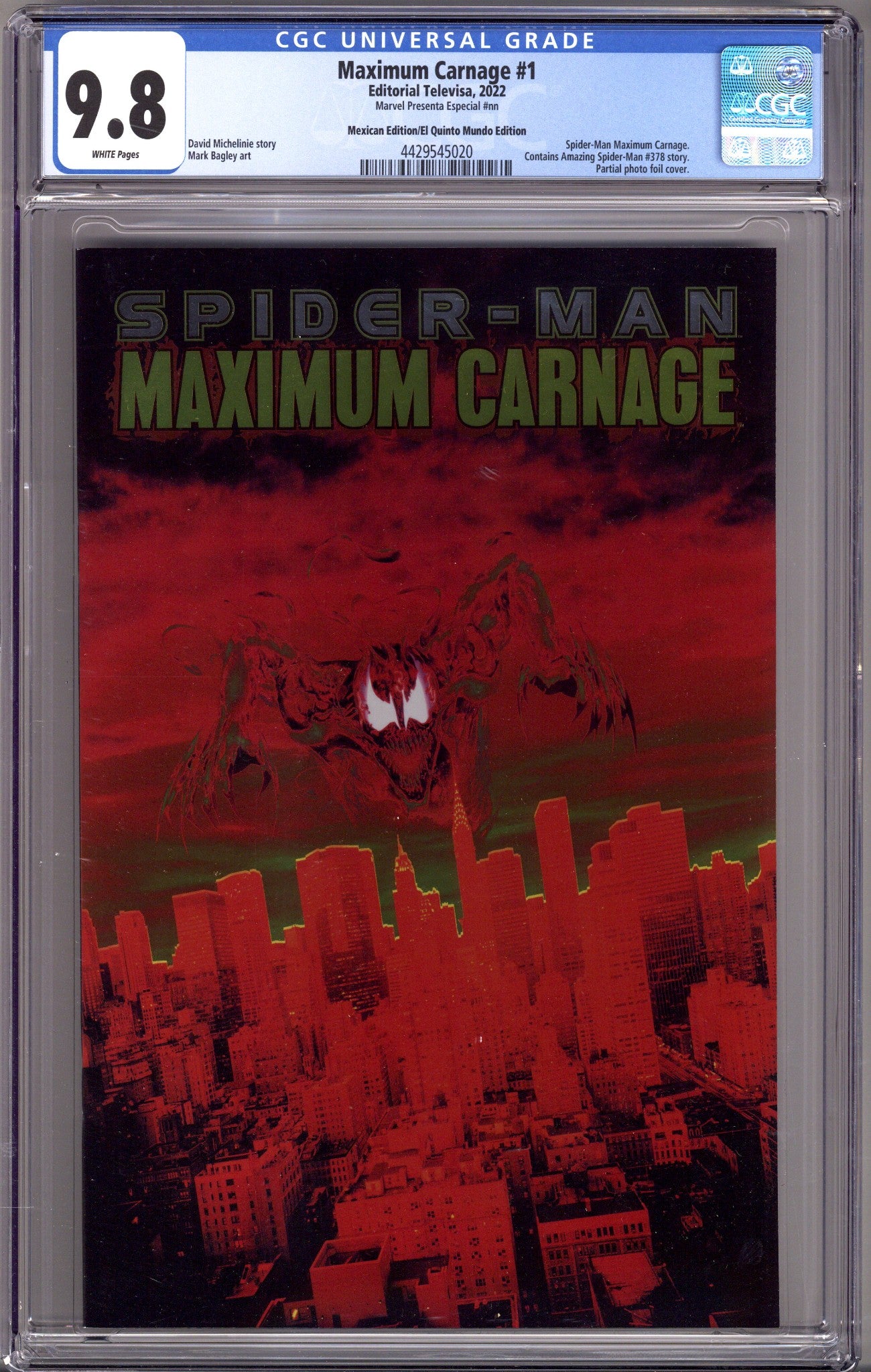 Maximum Carnage 1 CGC 9.8 (NM/M) Mexican Edition (2022) Foil