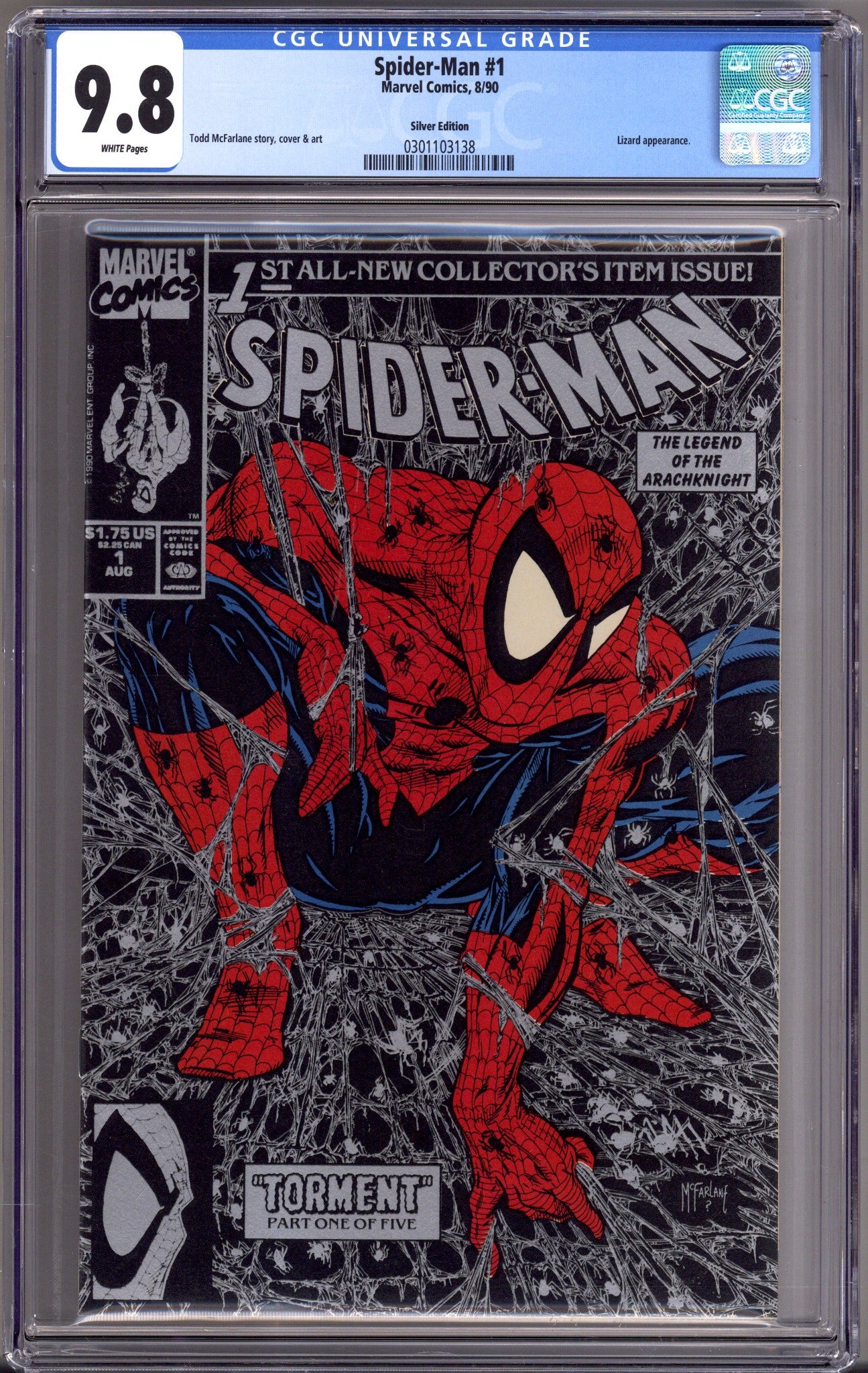 Spider-Man Vol 1 1 CGC 9.8 (NM/M)   (1990) Silver   Variant  