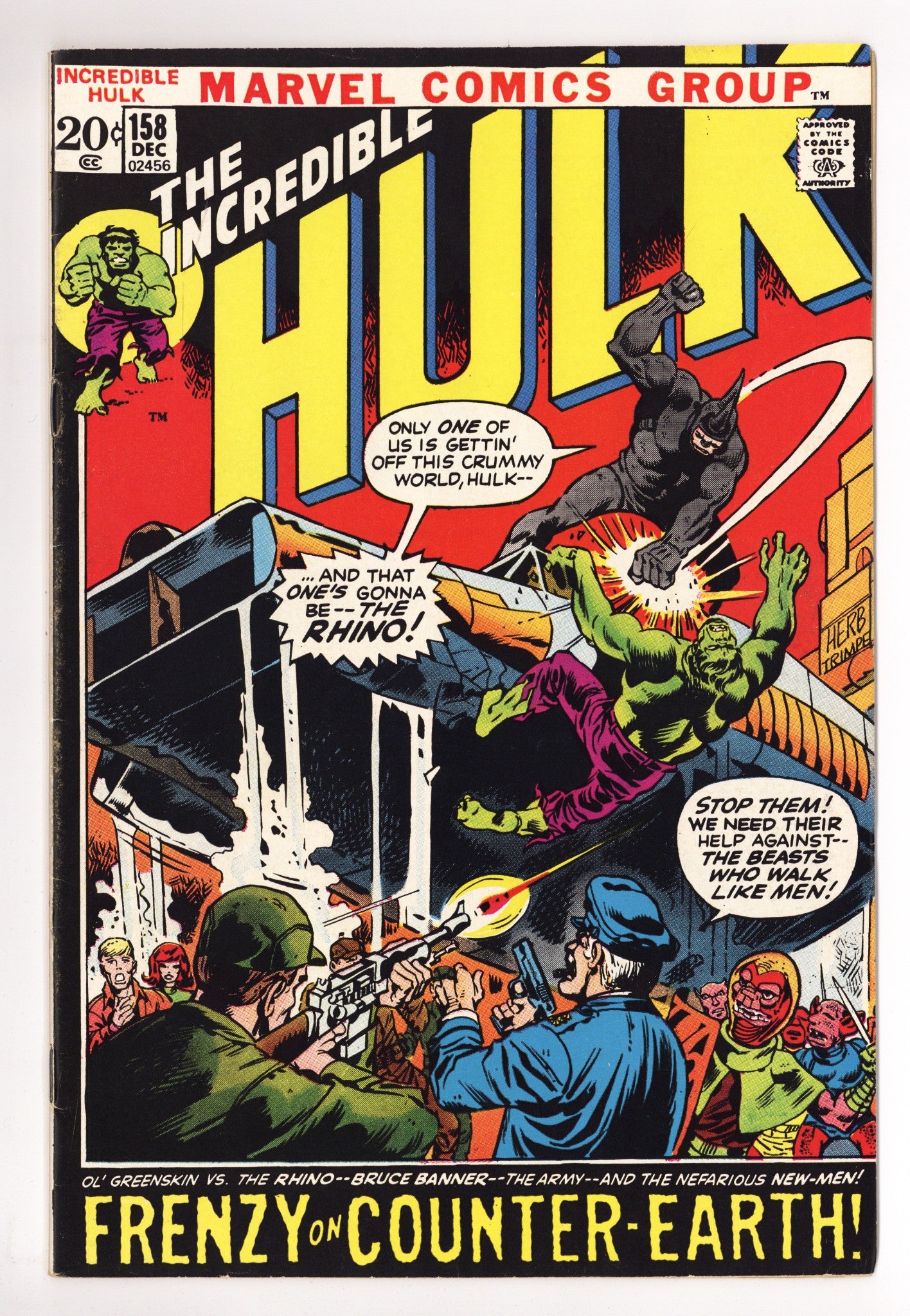 The Incredible Hulk Vol 1 158  FN- (5.5)   (1972)        
