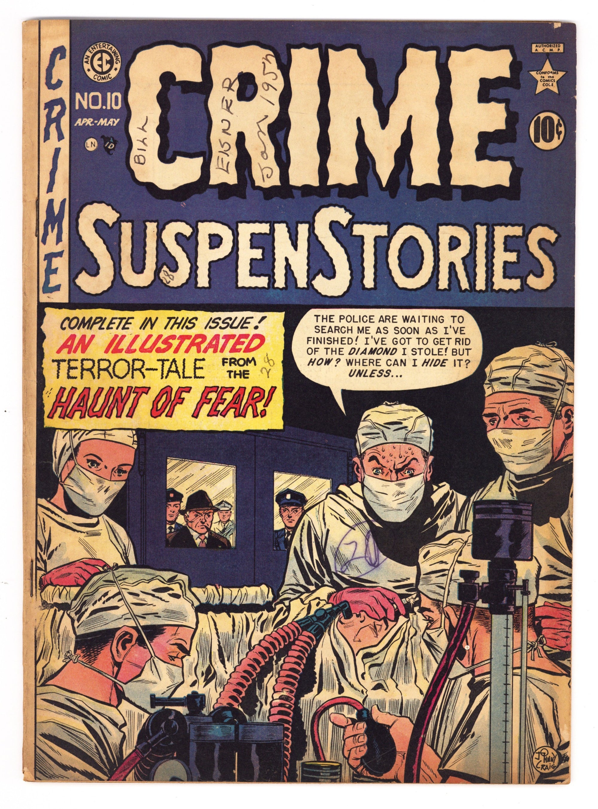 Crime SuspenStories Vol 1 10  VG+ (4.5)   (1952)        