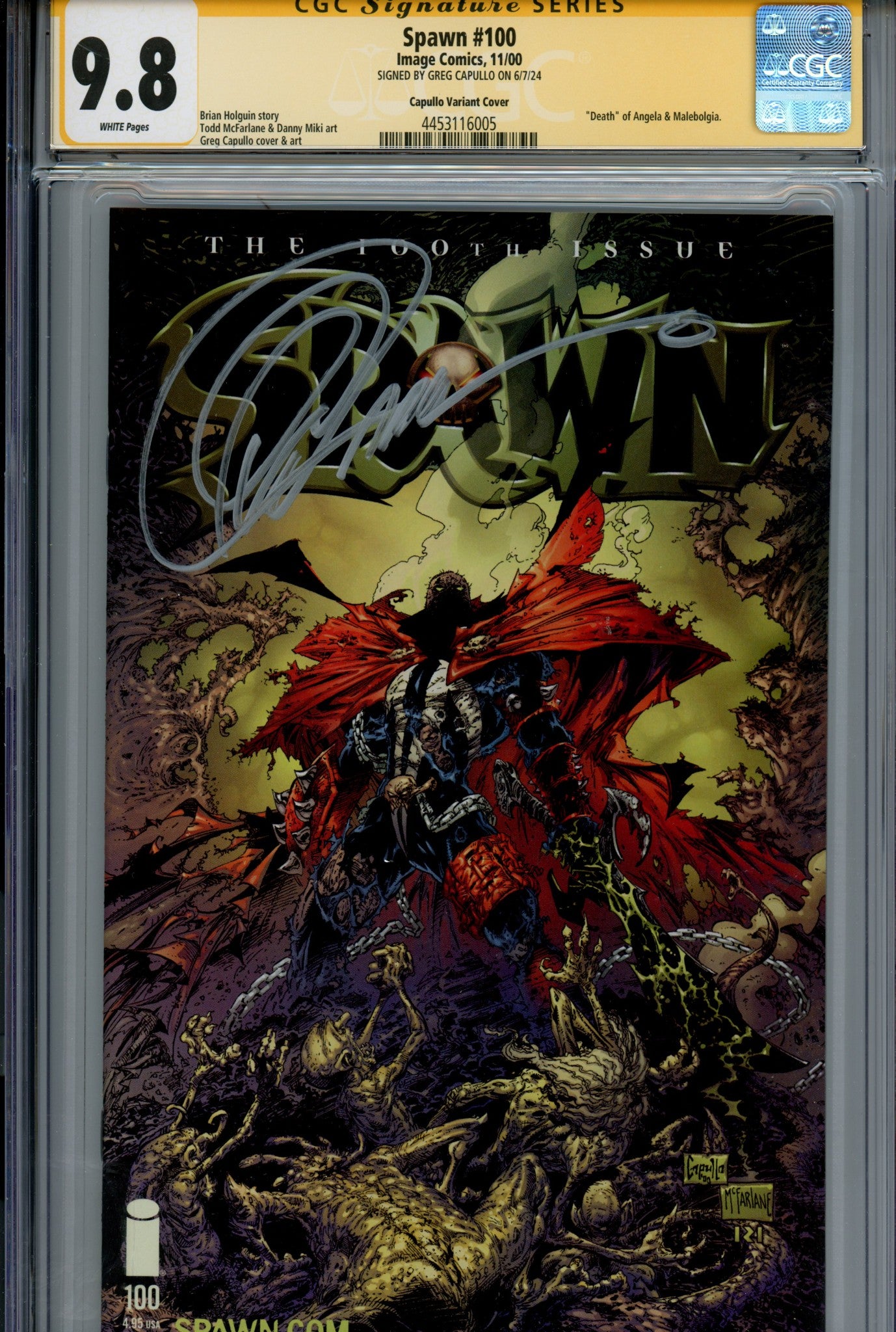 Spawn 100 CGC 9.8 (NM/M) (2000) Capullo Variant Signed x1 Cover Greg Capullo 