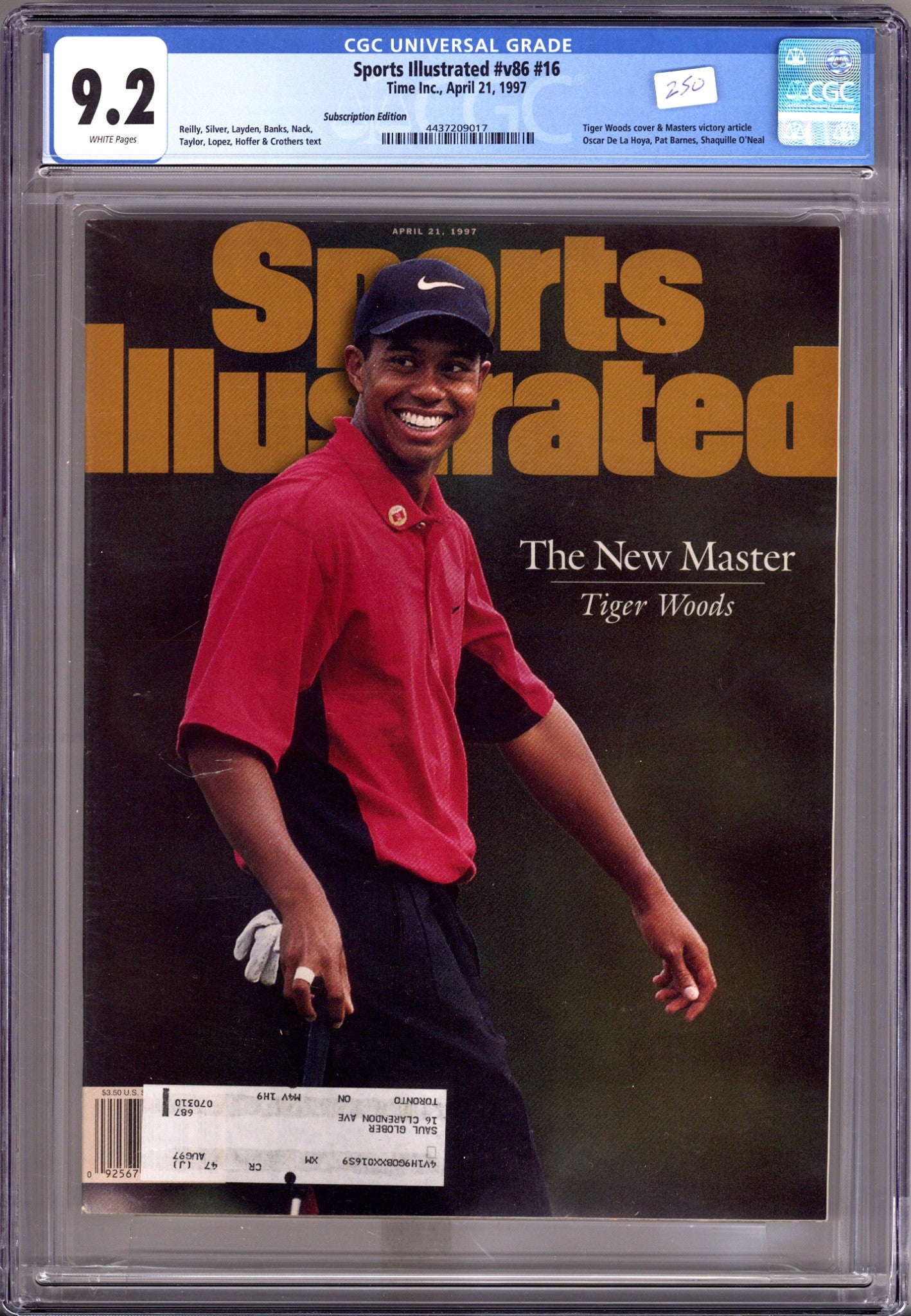 Sports Illustrated Vol 86 16 CGC 9.2 (NM-)   (1997) Subscription   Variant  