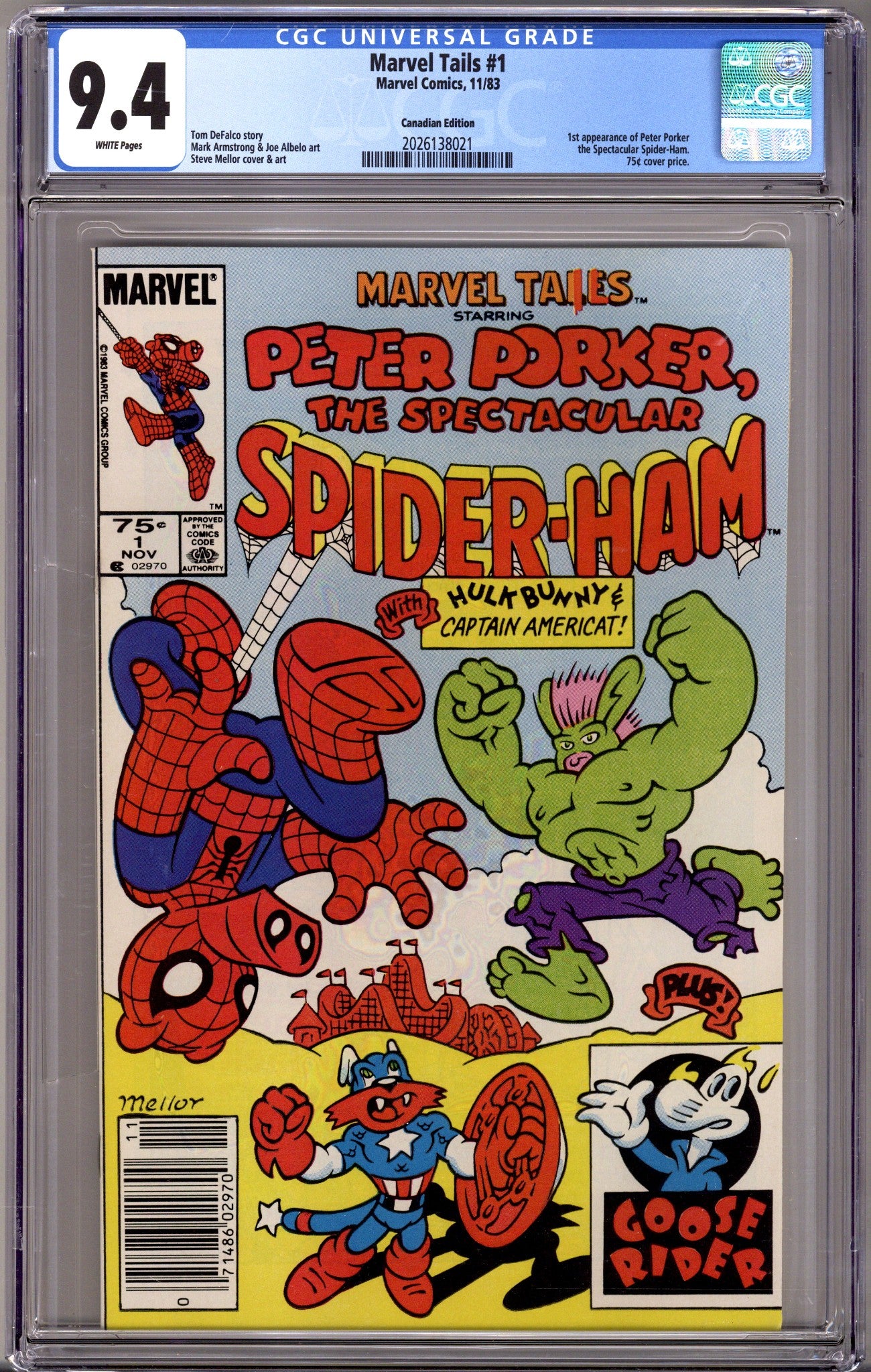 Marvel Tails Starring Peter Porker, the Spectacular Spider-Ham   1 CGC 9.4 (NM)   (1983)     Canadian Price Variant  