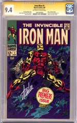 Iron Man Vol 1 1 CGC 9.4 (NM) (1968) Signed x1 Cover Stan Lee thumbnail
