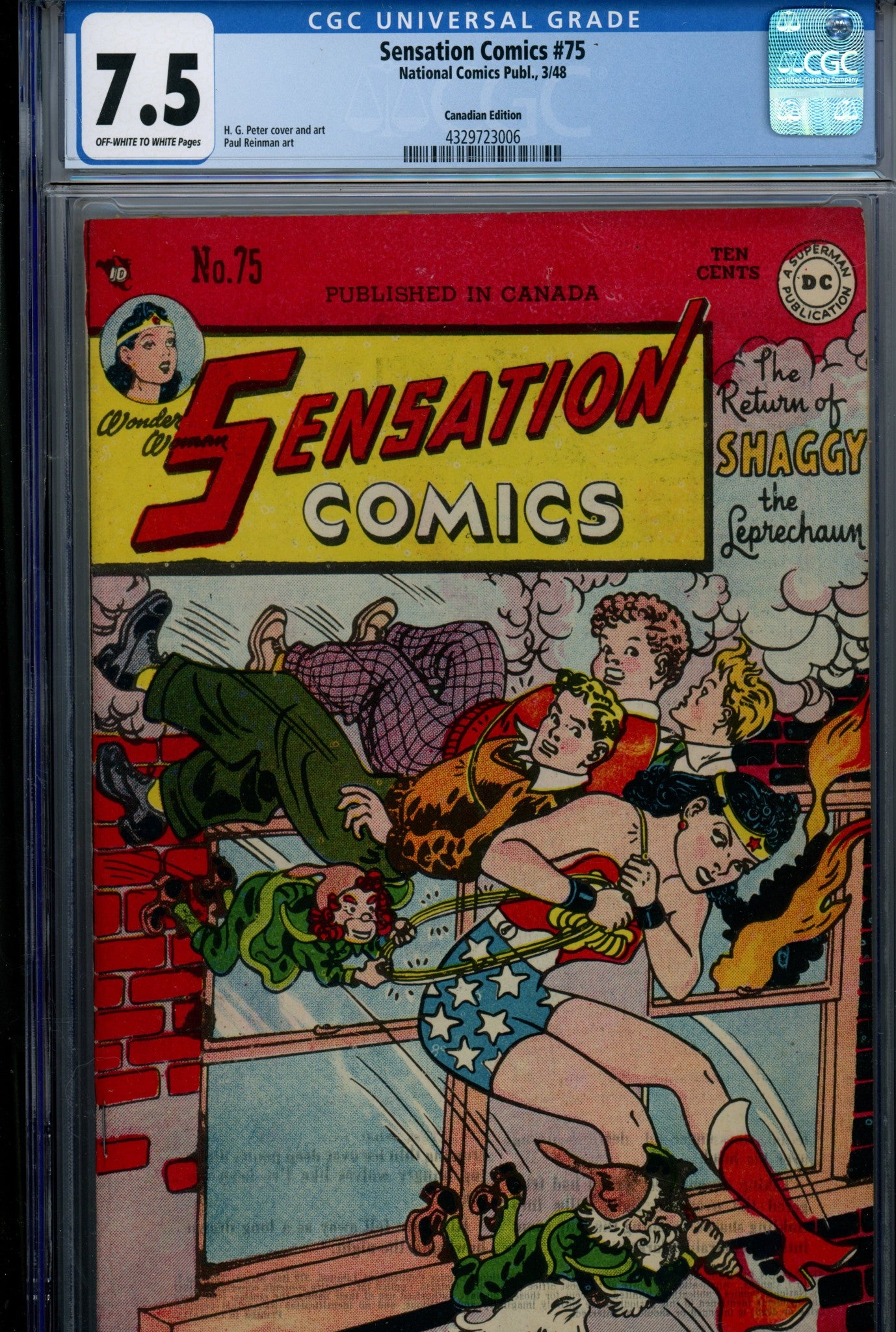 Sensation Comics Vol 1 75 Canadian Edition CGC 7.5 (VF-) (1948)