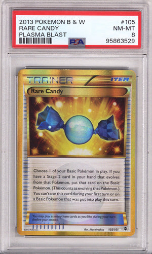 Pokemon Black & White Rare Candy Plasma Blast PSA Near Mint-Mint 8 (2013)