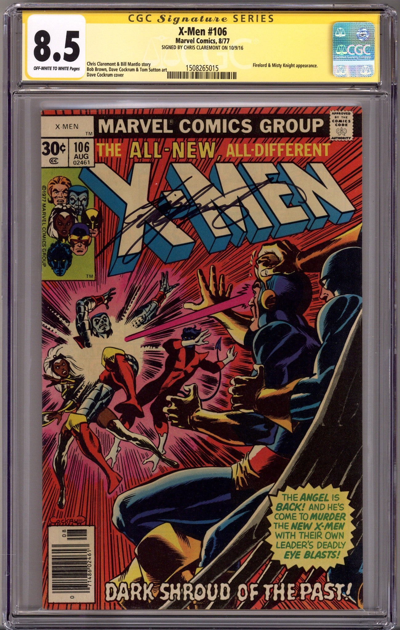 The X-Men Vol 1 106 CGC 8.5 (VF+) (1977) Signed x1 Cover Chris Claremont 