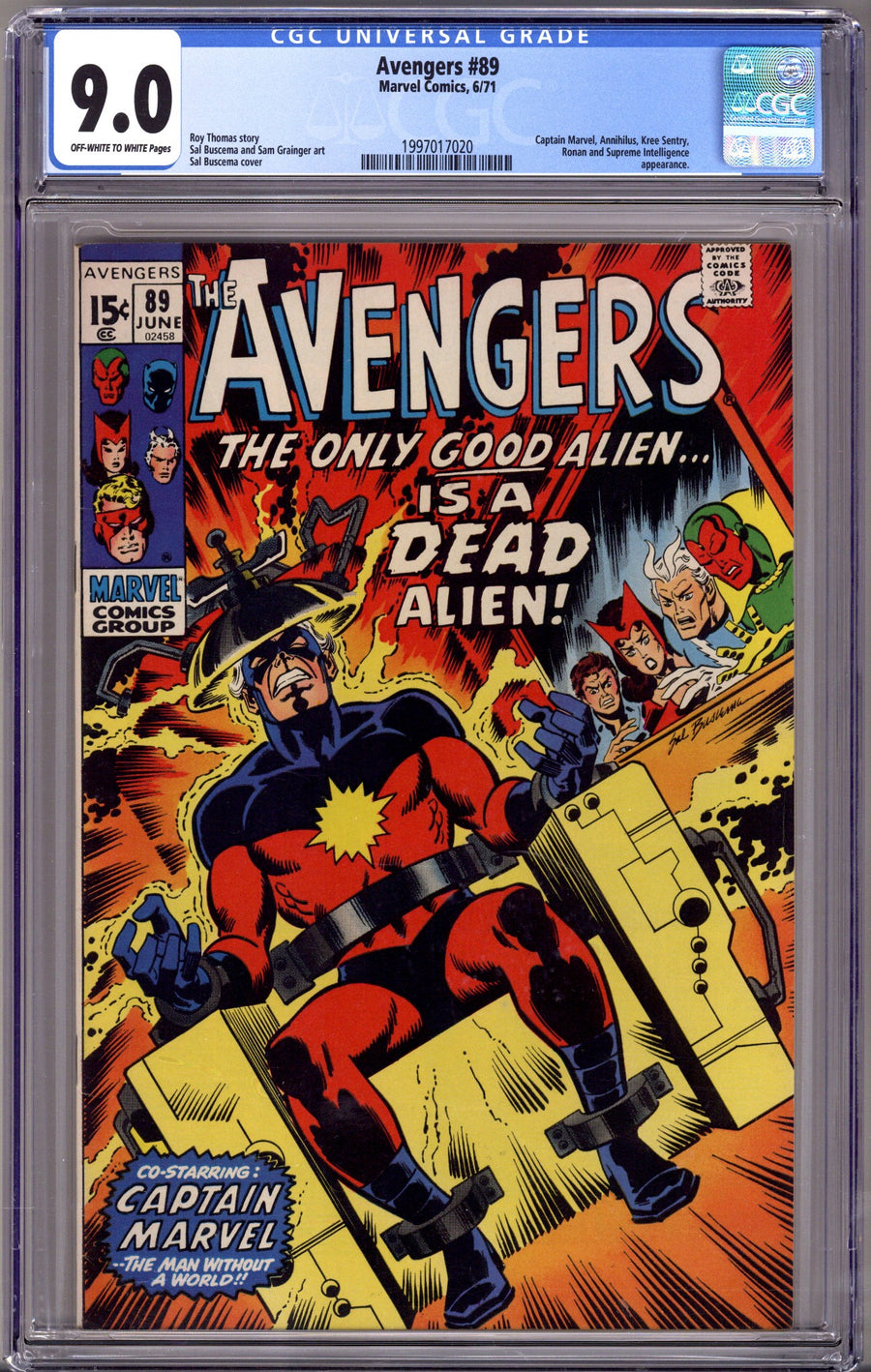 The Avengers Vol 1 89 CGC 9.0 (VF/NM) (1971) 