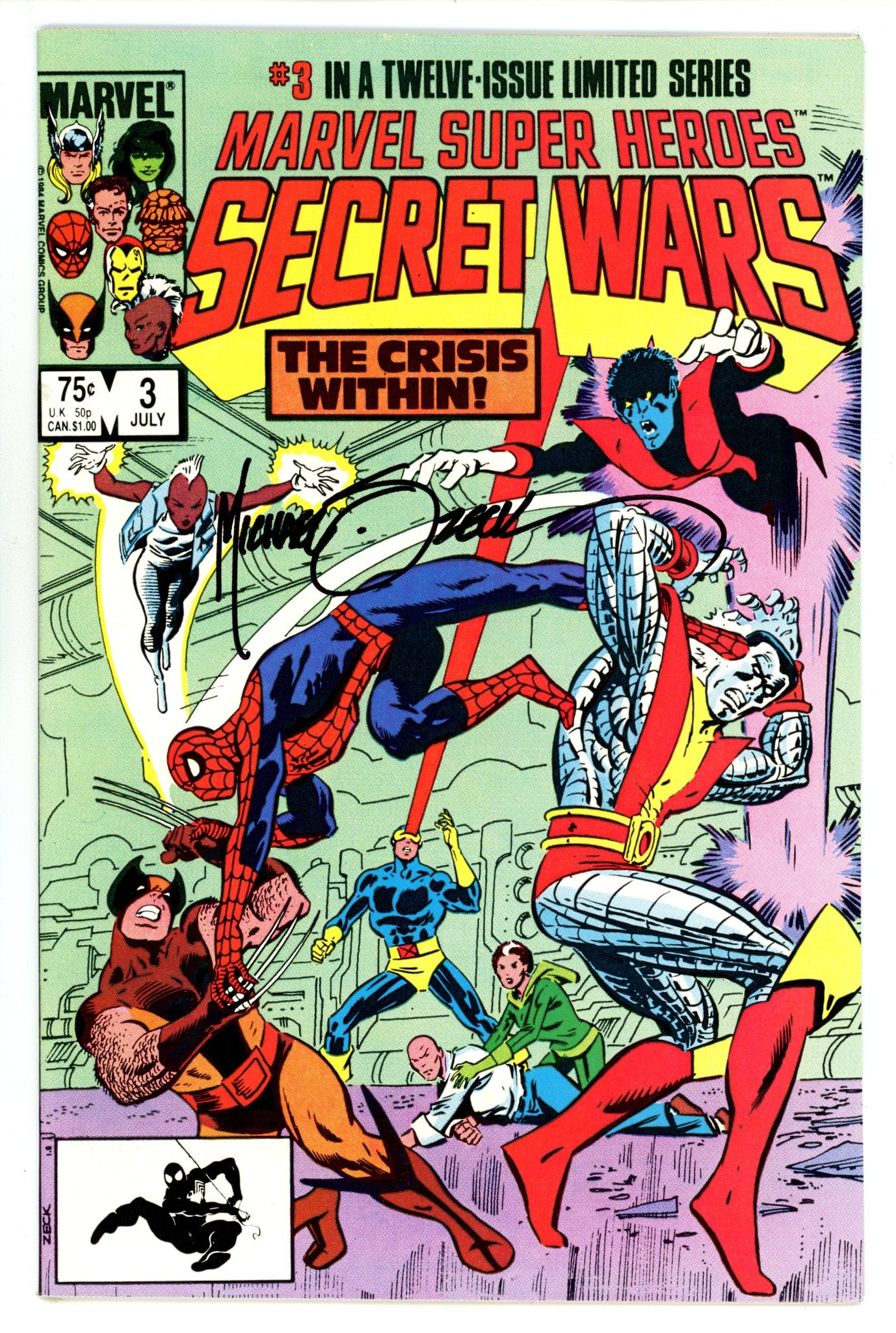 Marvel Super-Heroes Secret Wars 3 NM (9.4) (1984) Signed x1 Cover Mike Zeck 