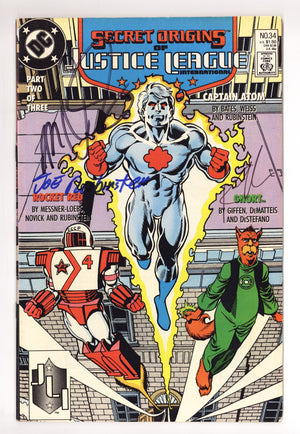 Secret Origins Vol 3 34 Mid Grade (1988) Signed x3 Cover Rubinstein, Giffen & DeMatteis